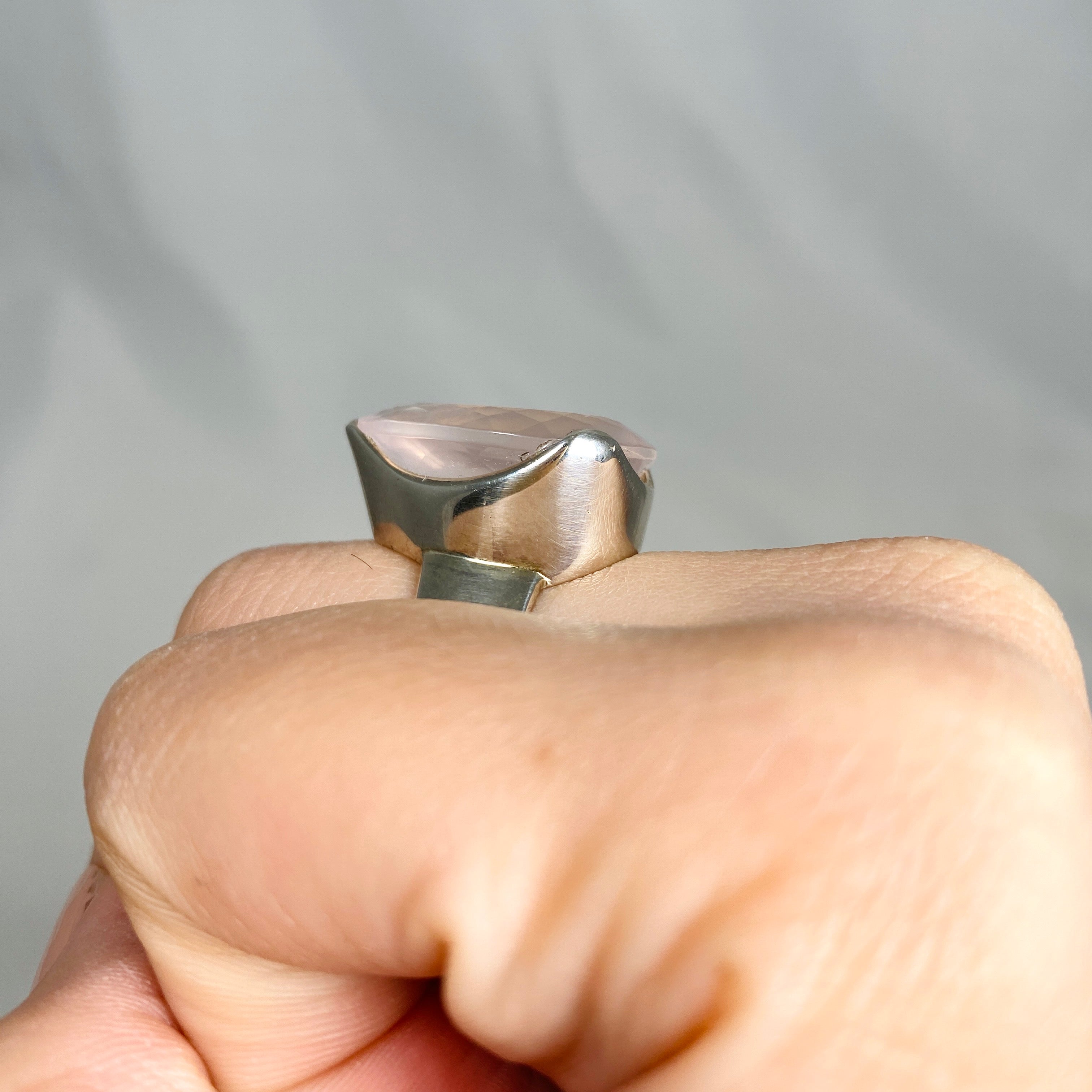 Rose Quartz Faceted Teardrop Ring - Size 9.5 - KRGJ1144 - Elegant Jewelry for Women, Perfect for Weddings, Parties & Everyday Wear