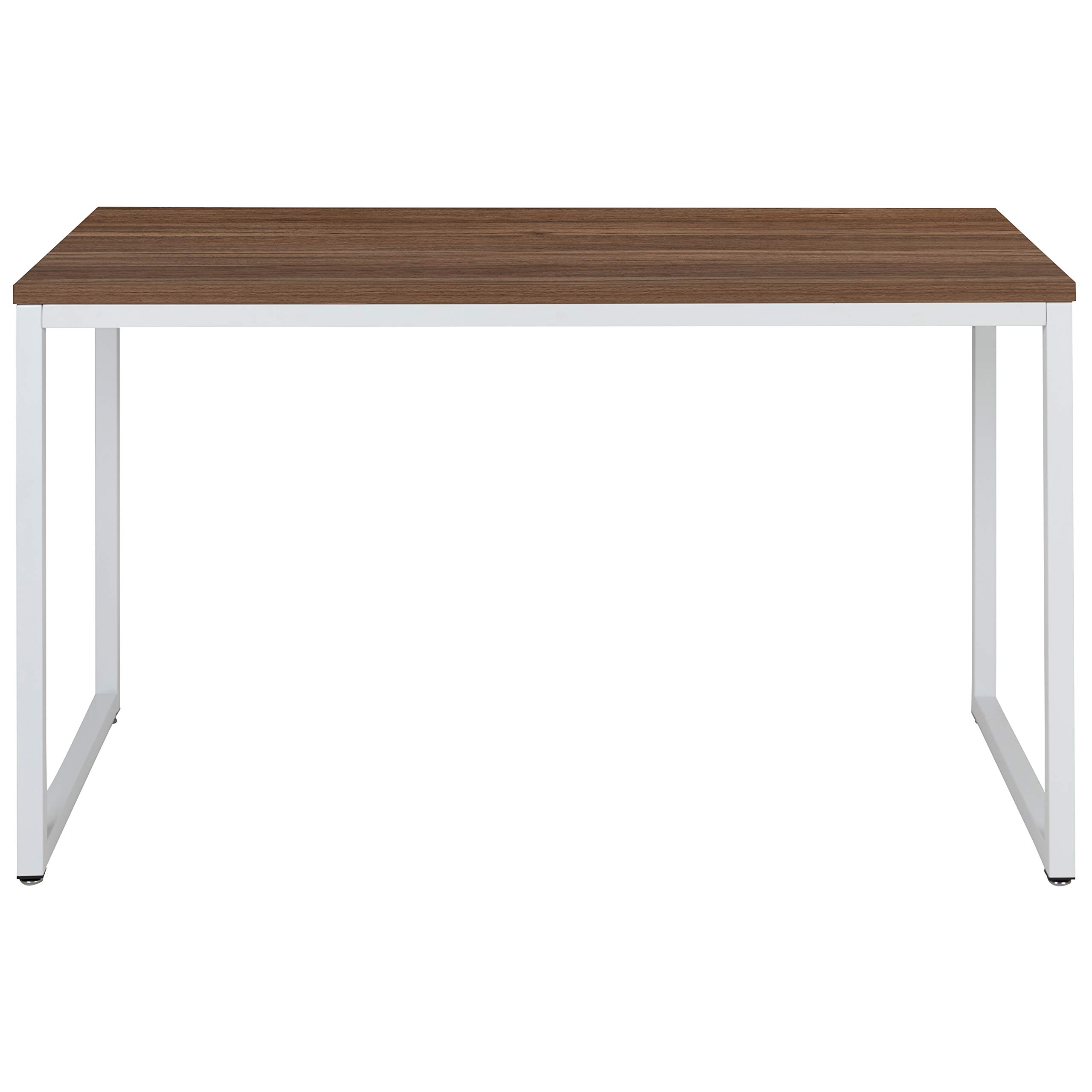 Merrick Lane Berlin 47 Inch Computer Desk - Walnut Wood Grain Finish & White Metal Frame - Home Office Desk for Small Spaces, Gaming & Study - Engineered Wood Workstation