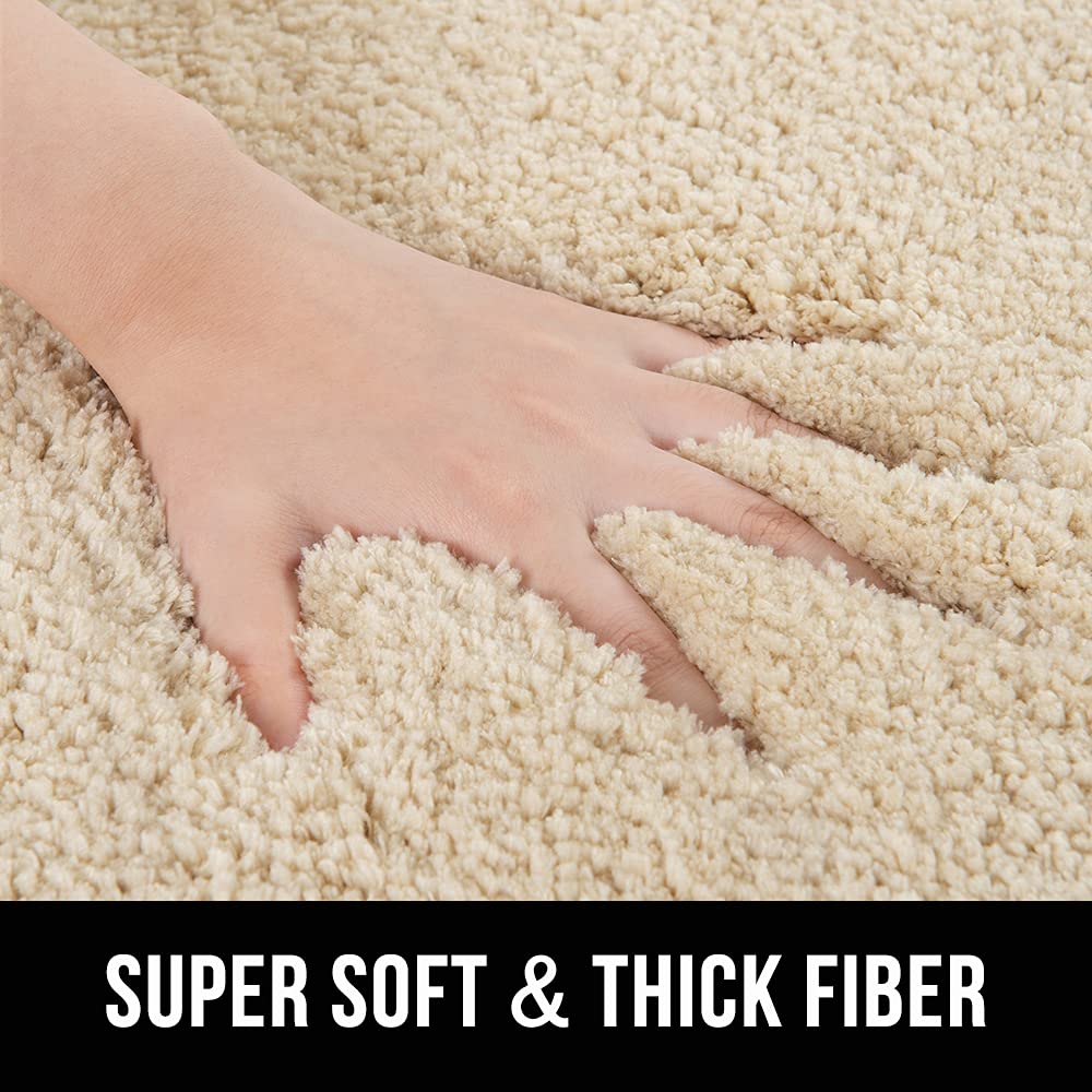 Non-Slip Bathroom Rug 60x24 Inches - Ultra Soft & Absorbent Microfiber Bath Mat for Shower, Tub & Vanity - Machine Washable, Durable & Water Absorbent - Beige Fluffy Bathroom Carpet for Wet Areas (Home, Spa, Hotel Use)