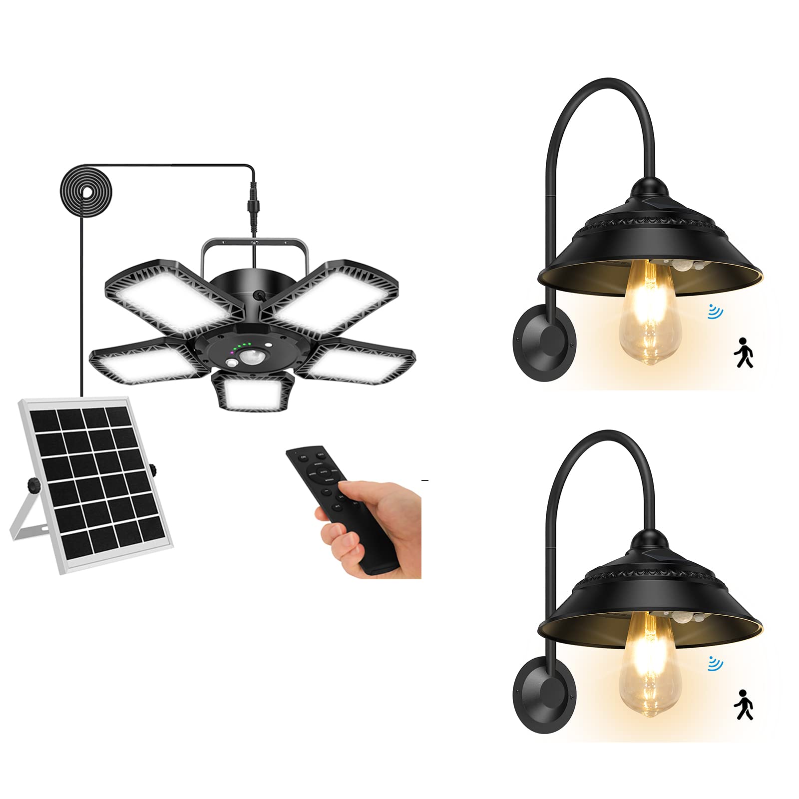 Aqonsie Solar Shed Light - Waterproof Outdoor/Indoor Motion Sensor Wall Light for Barn, Chicken Coop, Farmhouse, Yard & Garden | Vintage Rustic Solar Lighting | Perfect for Pathways, Patios, Garages & Backyard Security