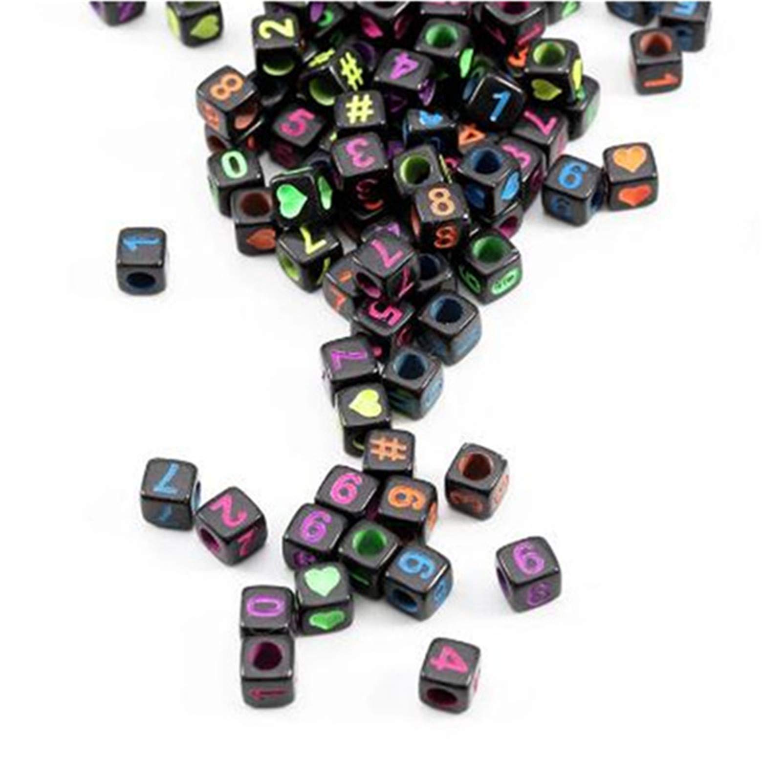 300Pcs Black Number Beads Square Acrylic Beads for DIY Jewelry Making - Bracelet & Necklace Craft Supplies | Perfect for Personalized Jewelry, Gifts, and Scrapbooking Projects