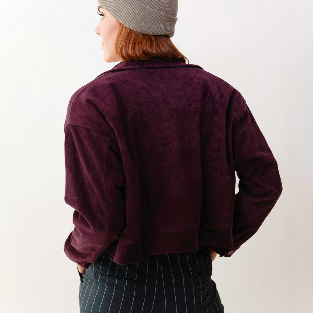 Stylish Women's Corduroy Eggplant Shacket - Cozy Fall & Winter Layering Piece for Casual Outfits & Outdoor Adventures