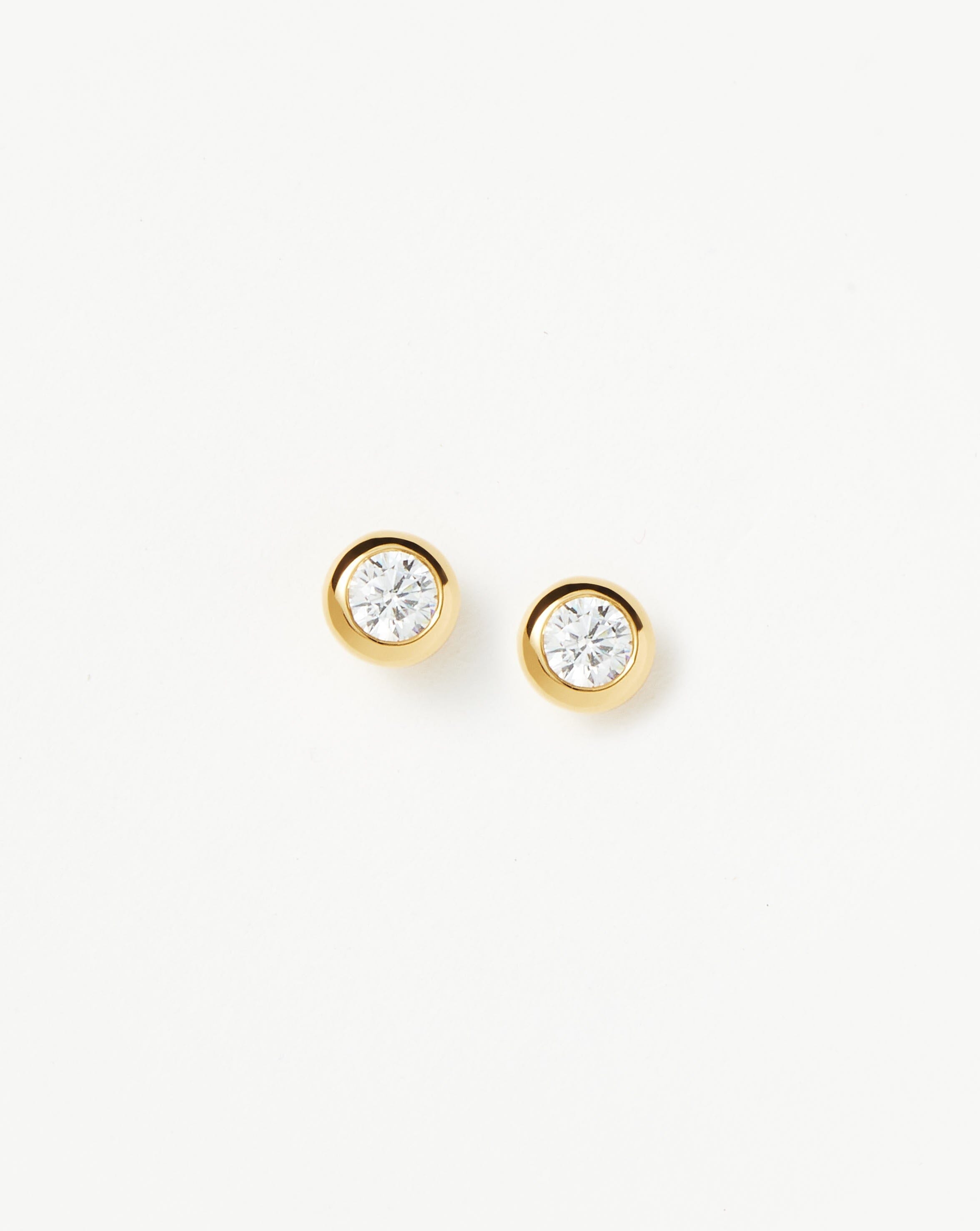 Classic Stone Stud Earrings - 18k Gold Vermeil & Cubic Zirconia | Elegant Jewelry for Women, Perfect for Everyday Wear, Parties & Gifts