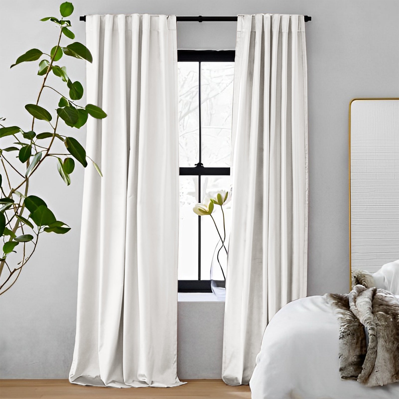 Luxury Blackout Curtains - Heavyweight Velvet Drapes with Soft Top Back Tab for Bedroom & Living Room | Thermal Insulated Noise Reducing Window Treatments for Home Decor