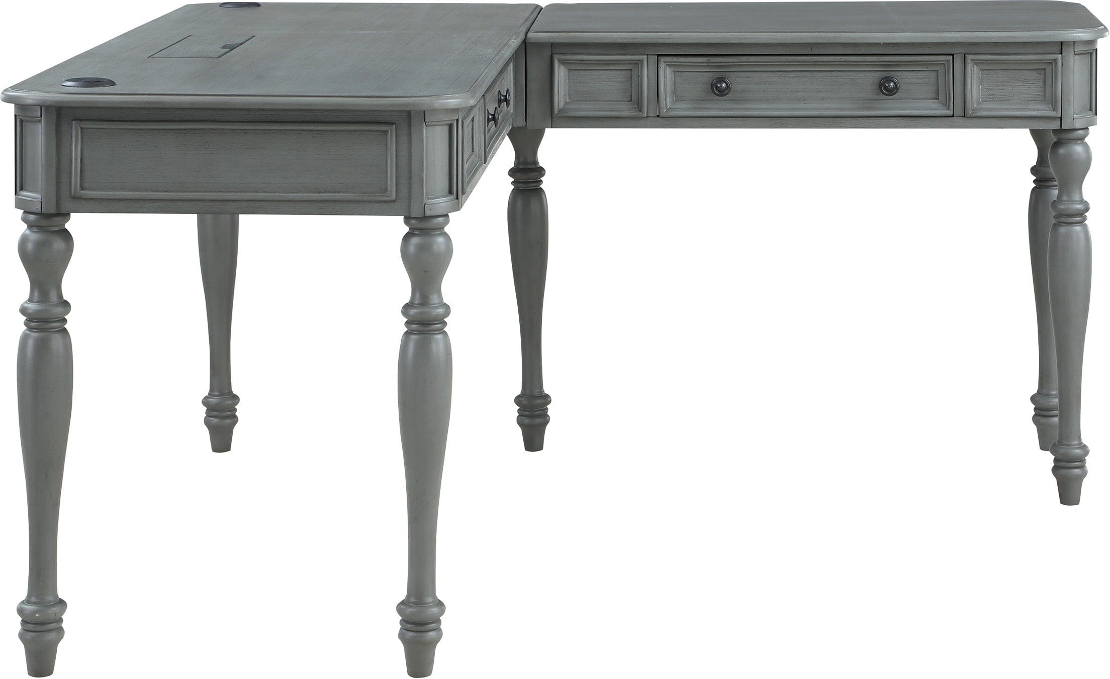 Office Star Country Meadows L-Shaped Desk with Power Outlet [CML6060] - Perfect for Home Office, Gaming Setup & Small Workspace