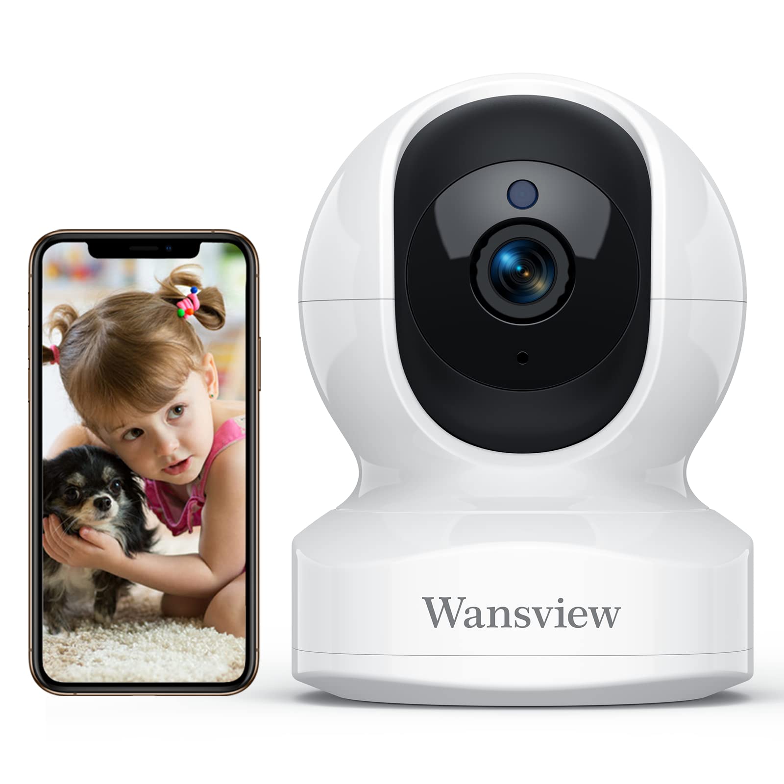 Wansview 2K WiFi IP Baby Monitor Camera - Wireless Indoor Security Camera for Babies, Elderly & Pets with Real-Time Alerts, 2-Way Audio, Night Vision, Pan-Tilt-Zoom, Alexa Compatible - Perfect for Nursery, Home Security & Pet Monitoring (Model Q5)