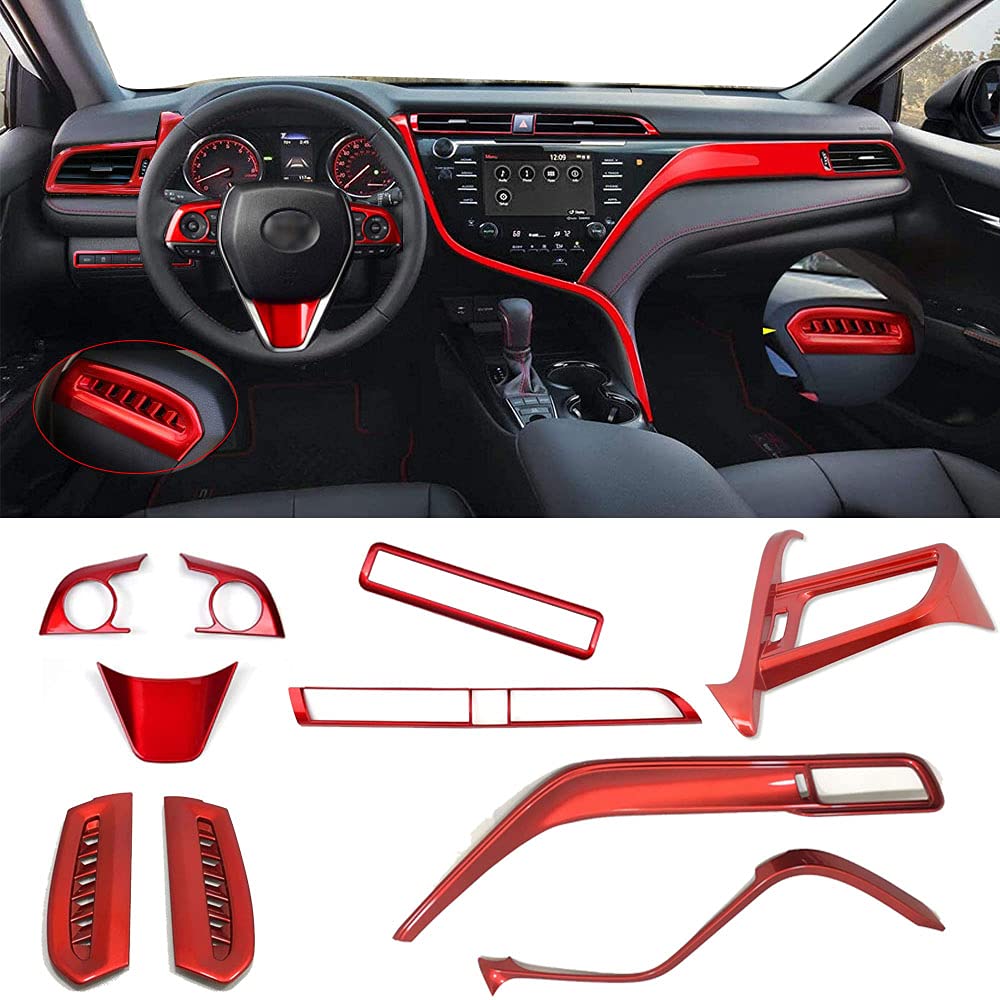 Toyota Camry 2018-2020 ABS Interior Trim Kit - 10Pcs Red for Dash & Console Upgrade
