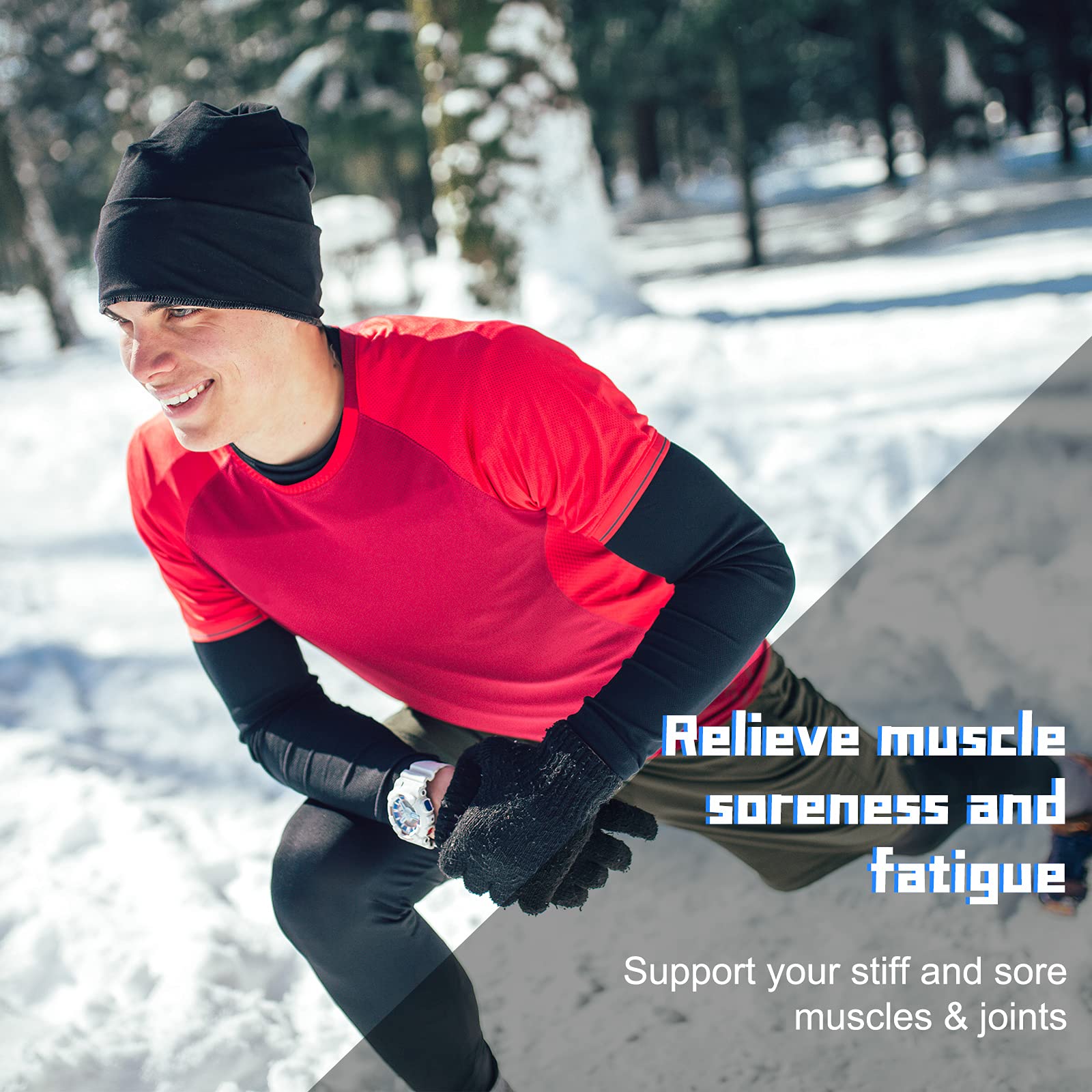 Boyiee 4 Pcs Thermal Arm Warmers for Men & Women - Full Length Cycling Arm Sleeves, Leg Compression Warmers for Outdoor Sports, Running, Biking & Cold Weather Activities
