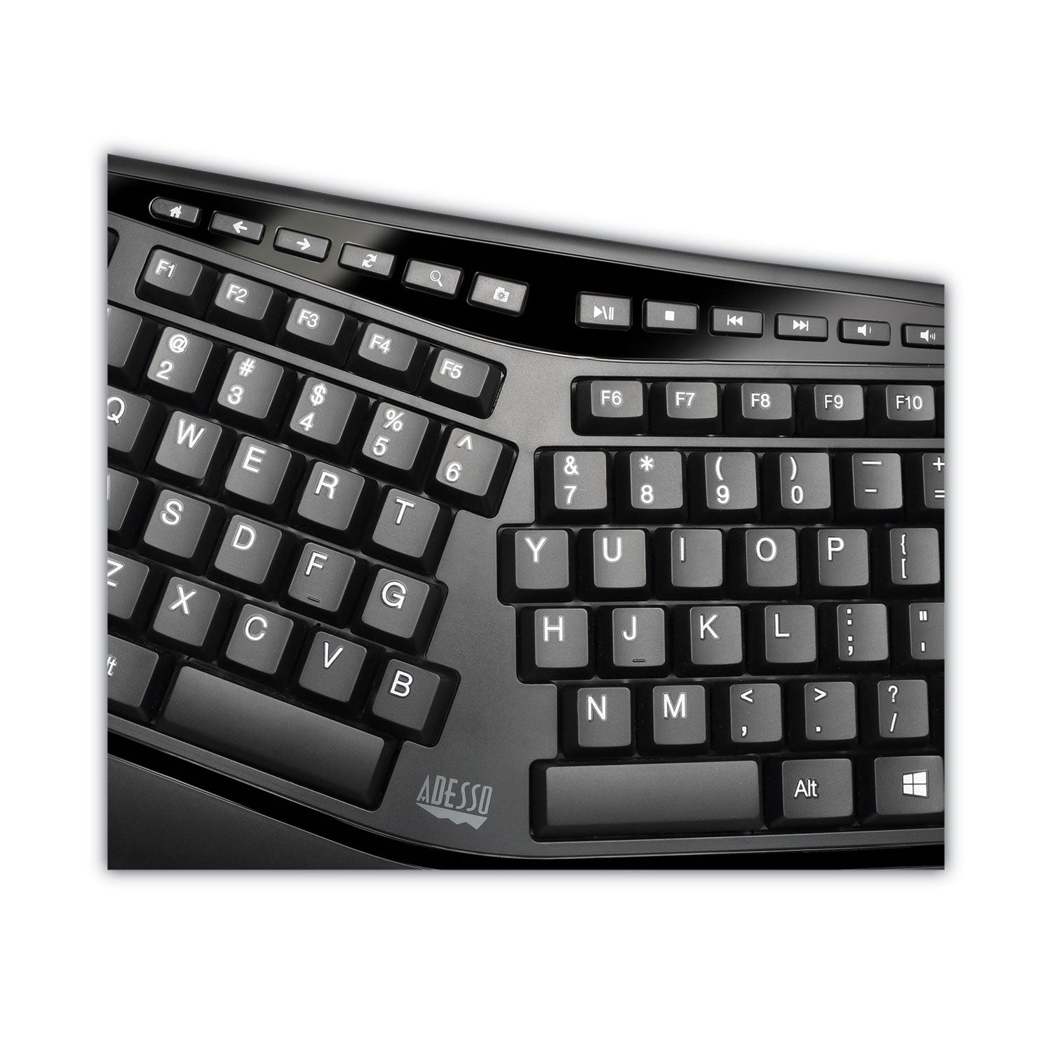 Adesso WKB1500GB Wireless Ergonomic Keyboard and Mouse Combo - 2.4GHz Frequency, 30ft Wireless Range, Black - Perfect for Office, Gaming, and Home Computer Use