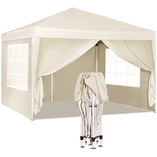 10'x10' Wedding Tent - Waterproof Pop Up Canopy with 2 Windows & 2 Doors | Spiral Tube Frame, Side Walls & Carry Bag | Outdoor Party Tent for Weddings, Events & Backyard Gatherings | Perfect for Garden Parties, Picnics & Outdoor Celebrations