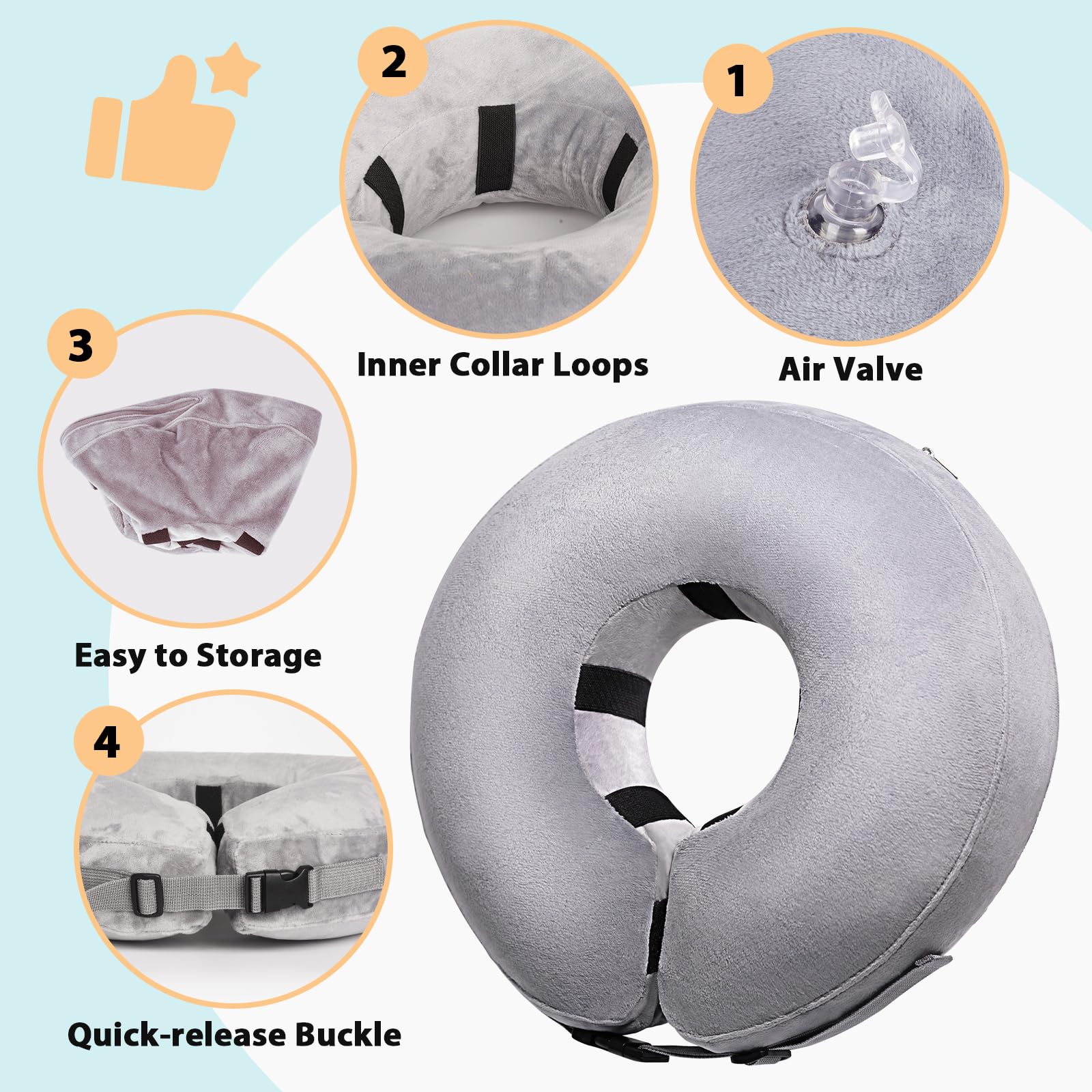 **Soft Inflatable Dog Donut Collar - Post-Surgery Recovery Cone Alternative for Small & Medium Dogs - Comfortable Licking Prevention for Bulldogs, Boxers & More - Perfect for Rest, Healing & Playtime**