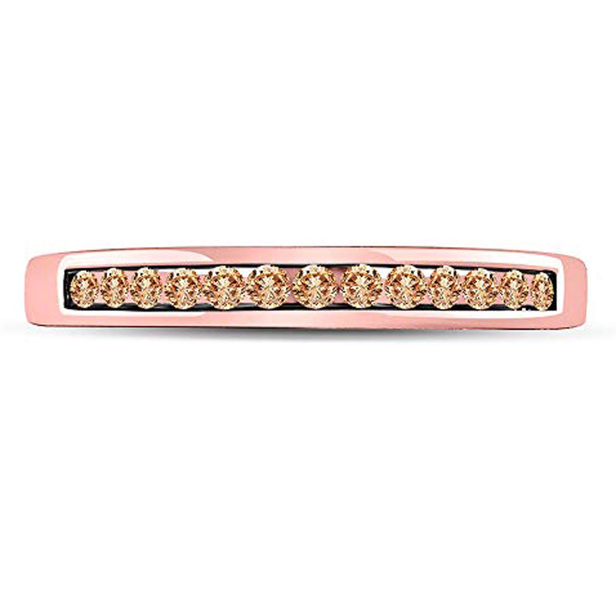 Dazzlingrock Collection 10K Rose Gold Women's Round Brown Diamond Band Ring - 1/4 CTW - Elegant Wedding, Anniversary & Everyday Jewelry Gift for Her