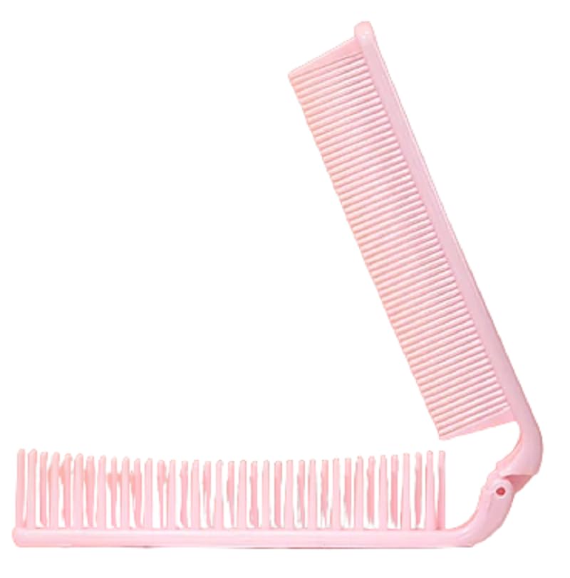 2 in 1 Folding Hair Brush & Comb - Double Headed Massage Plastic Portable Travel Hairbrush for Men & Women - Perfect for Travel, Gym, Purse & On-the-Go Styling