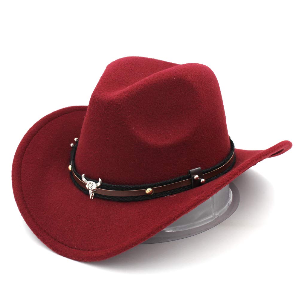 Western Style Kids Cowboy Hat for Boys & Girls - Wine Red Cowgirl Cap for Photography, Halloween, Christmas, Birthday & Masquerade Party - Perfect for Western Themed Events, Costume Parties & Photo Shoots