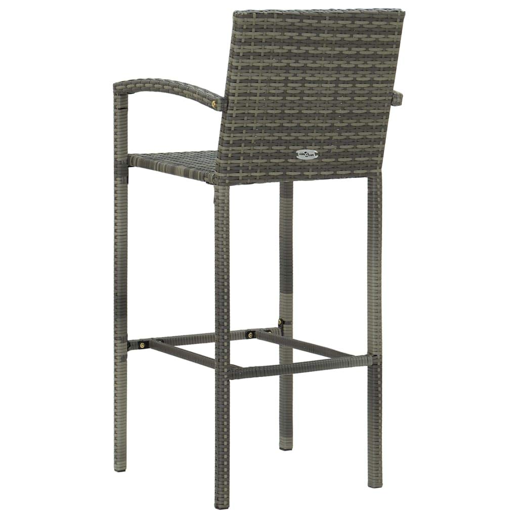 2 Pack Gray Poly Rattan Bar Stools - Modern Counter Height Stools for Kitchen Island, Breakfast Bar, and Outdoor Patio Dining