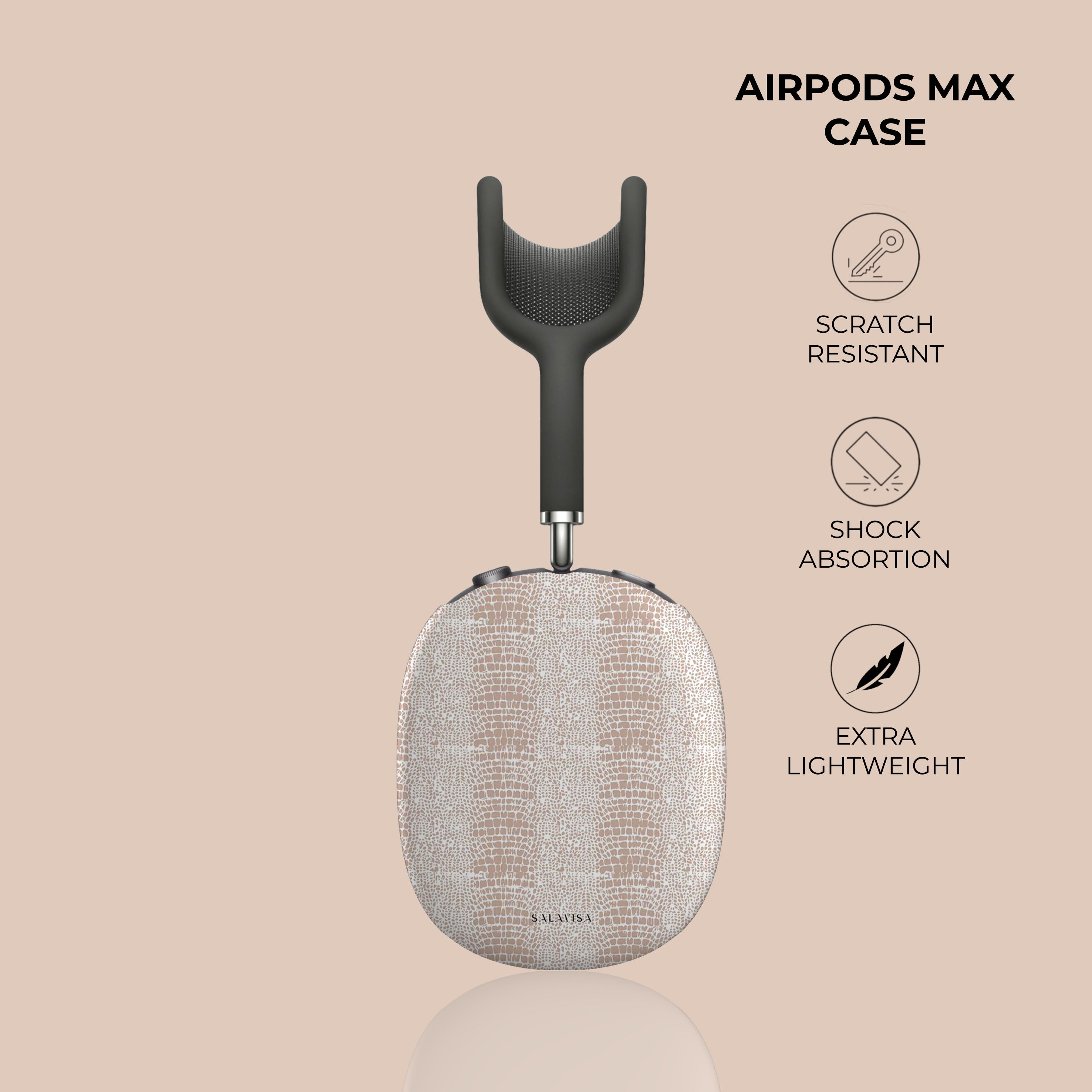 Pink Crocodile Pattern AirPods Max Case - Premium Protective Cover for Apple AirPods Max Headphones - Perfect for Travel, Gym & Daily Use