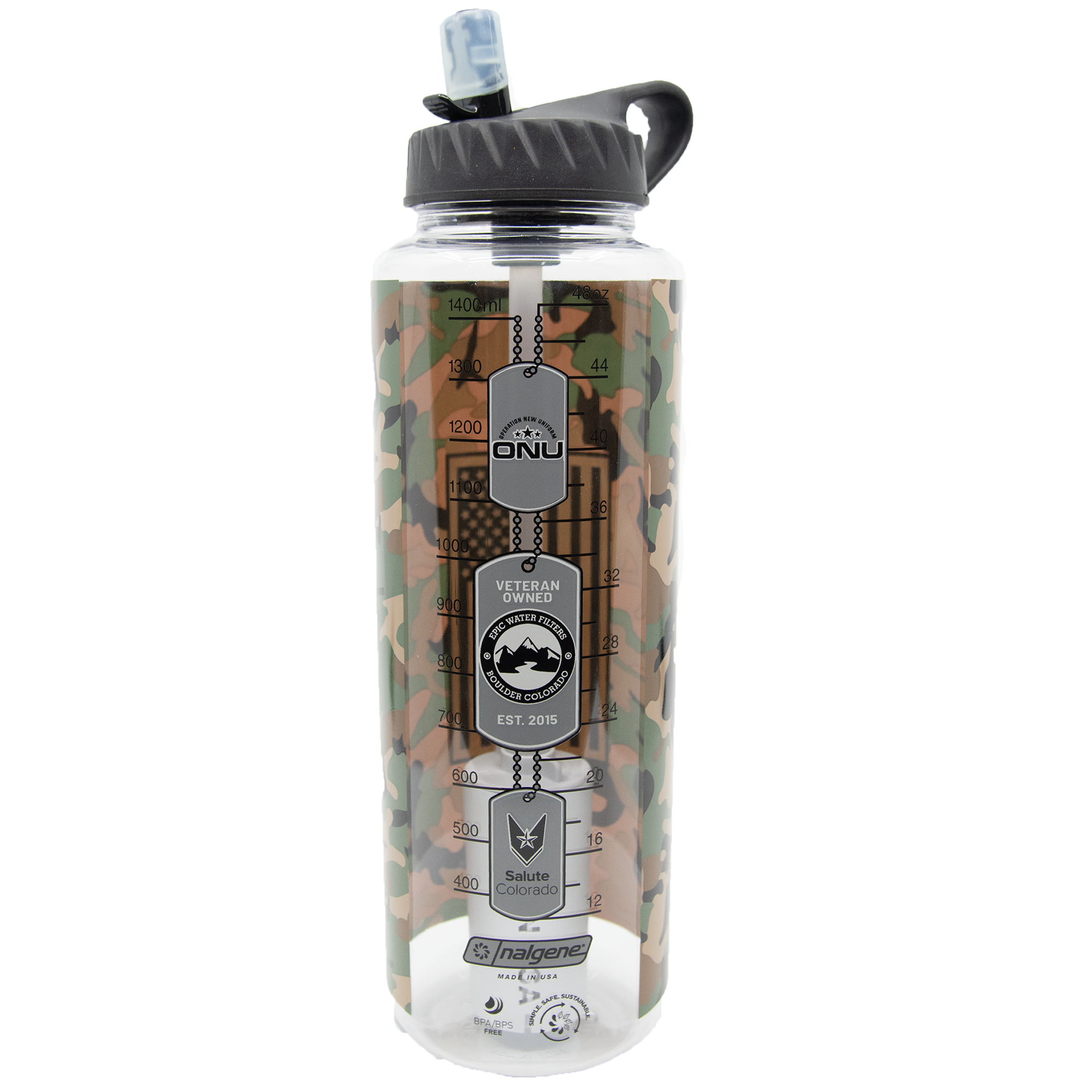 Nalgene OG Military Support Water Bottle 48oz | BPA-Free, Durable & Leak-Proof | Perfect for Hiking, Camping & Outdoor Adventures