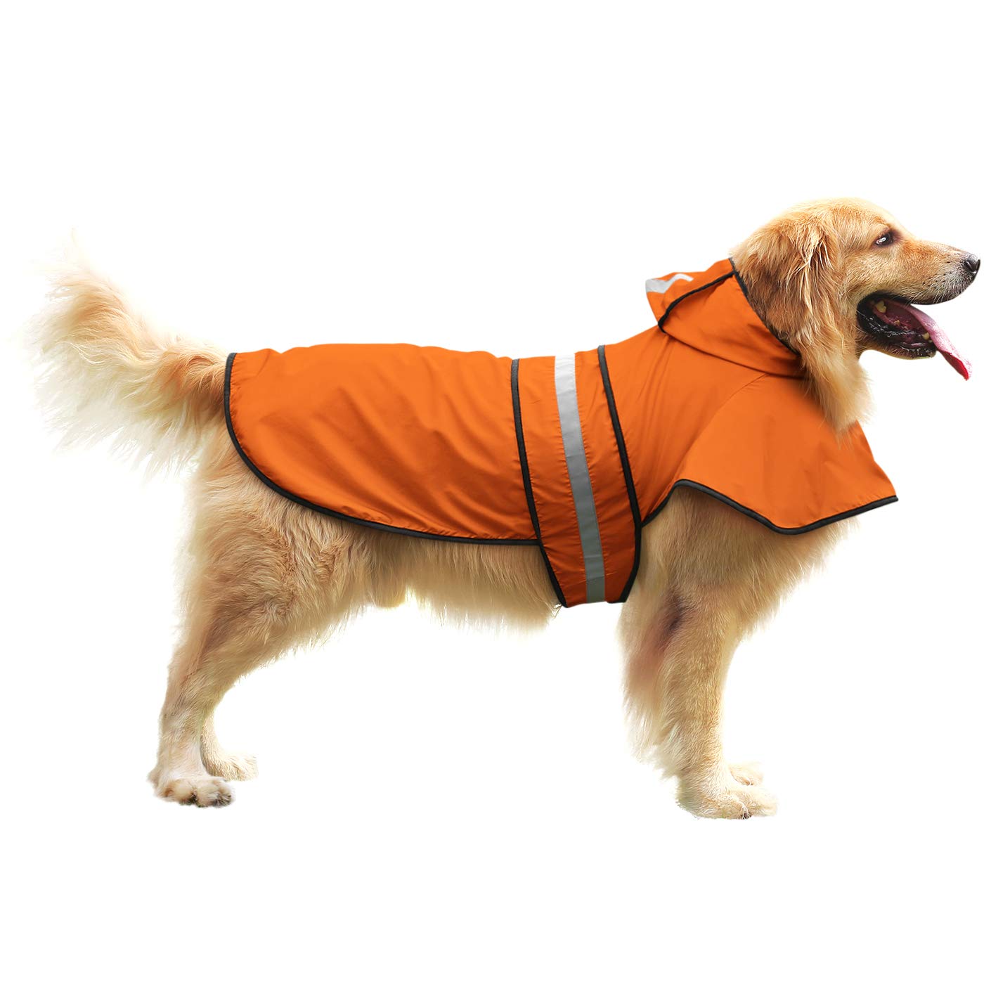 HDE Dog Raincoat Hooded Slicker Poncho - Waterproof Reflective Pet Jacket for Small to X-Large Dogs & Puppies (Safety Orange, XL) - Perfect for Walking, Hiking & Outdoor Adventures