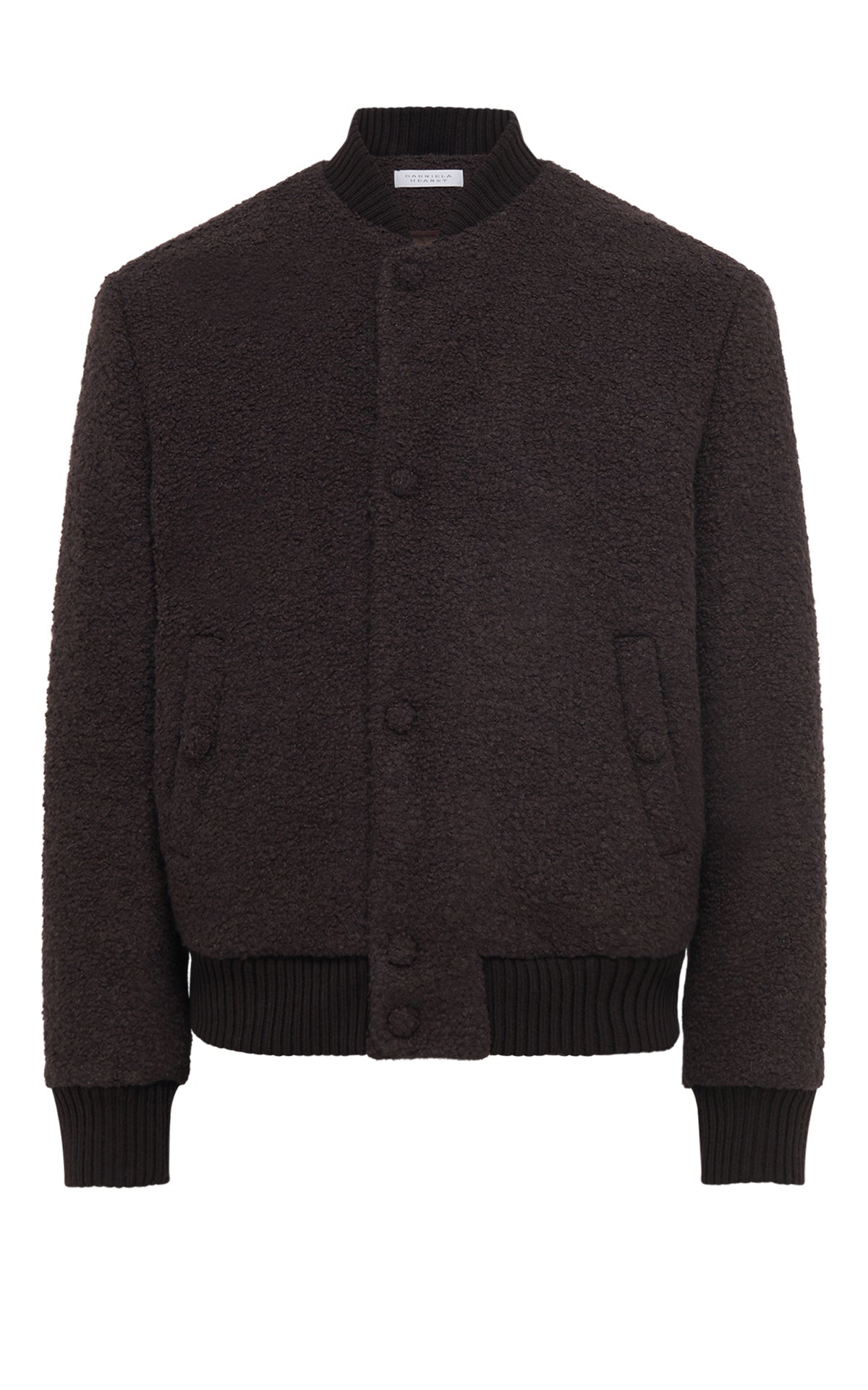 Brandon Bomber Jacket in Chocolate Brown - Recycled Cashmere Boucle Coat for Men - Perfect for Fall & Winter Layering, Casual Outings & Travel