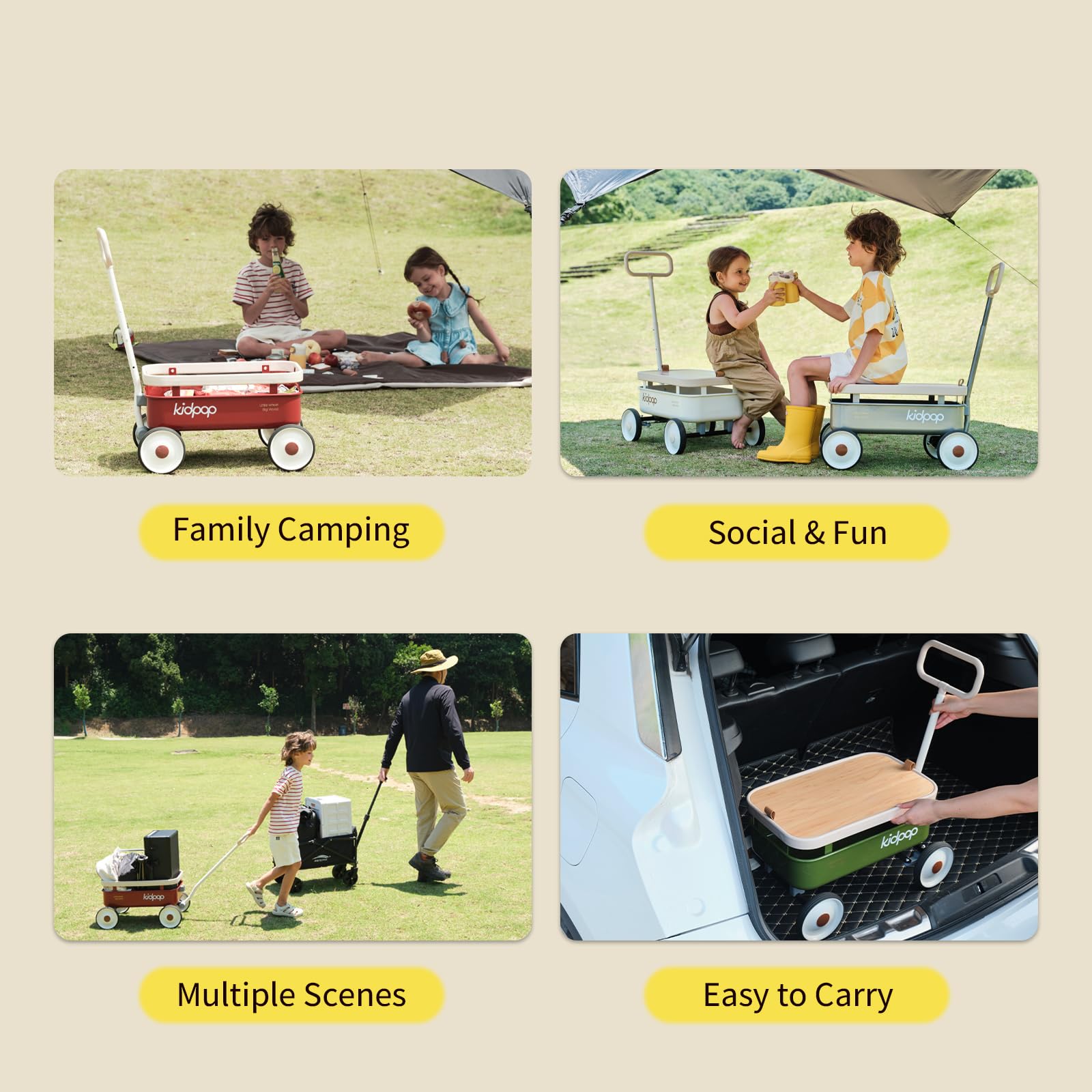 PULA-Wild 3-in-1 Kids Pull Along Wagon & Push Walker Toy for Toddlers Age 2.5-8 Years | Adjustable Handle & Removable Wooden Cover | 33 lbs Weight Capacity | Birthday Gift for Boys & Girls | Perfect for Indoor Play, Outdoor Walks & Park Adventures (White)