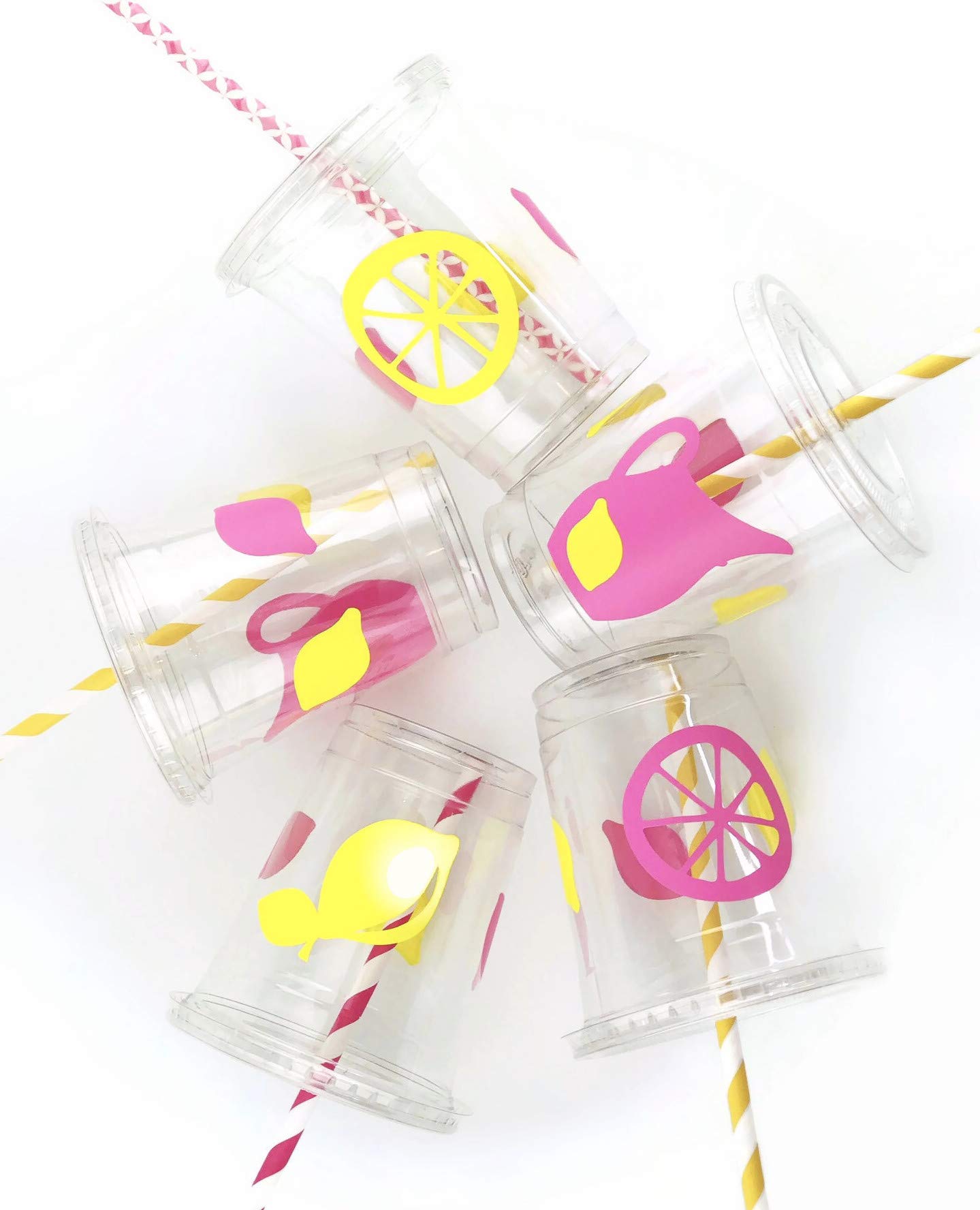 12-Pack Pink Lemonade Disposable Party Cups - Citrus Fruit Themed for Birthday Celebrations, Summer BBQs, and Picnics