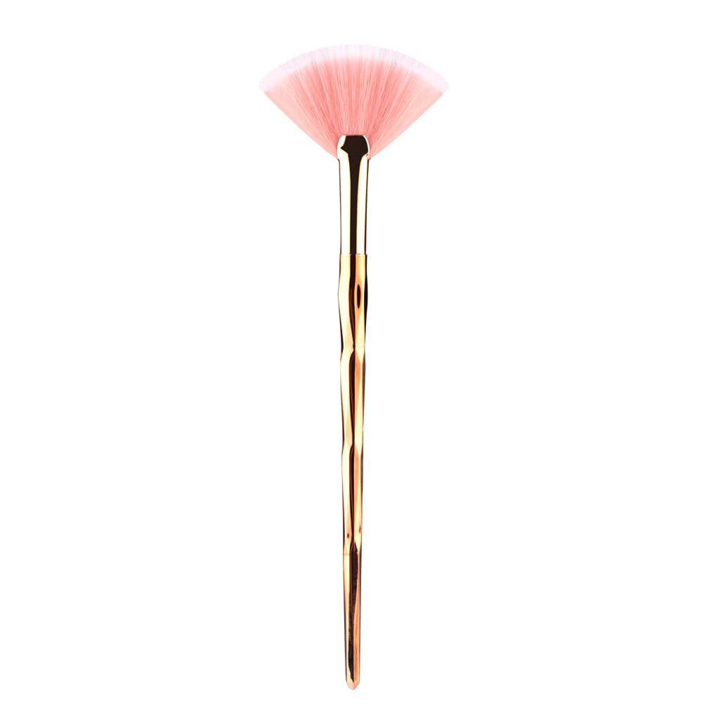 Professional Soft Fan Brush for Blush & Highlighting - Small Makeup Powder Brush for Face Buffing, Blending & Contouring - Perfect for Everyday Makeup & Special Occasions (Orange, Small)