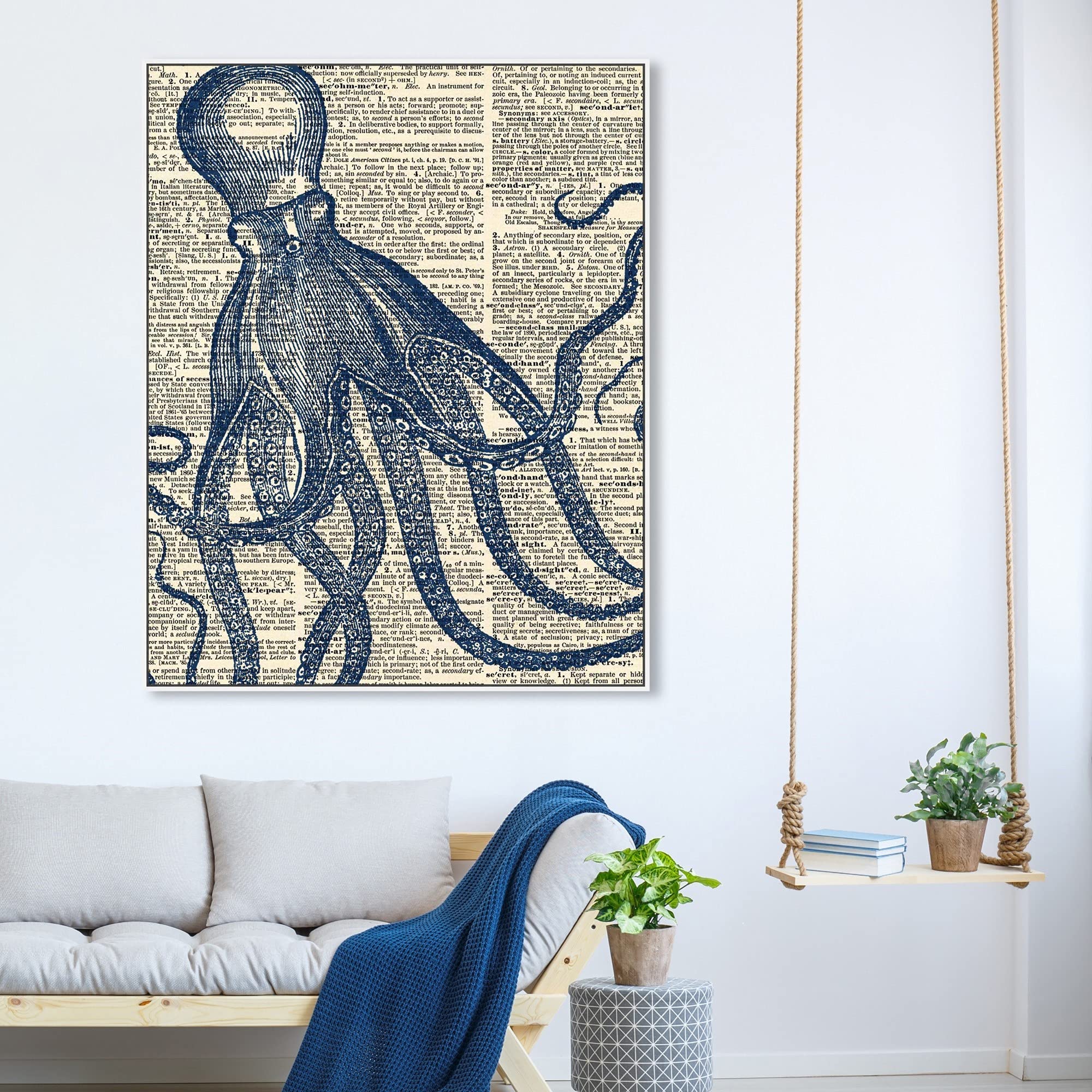 Nautical & Coastal Wall Art Canvas Prints - Marine Life Octopus Dictionary Home Décor by Oliver Gal Artist Co. | 36