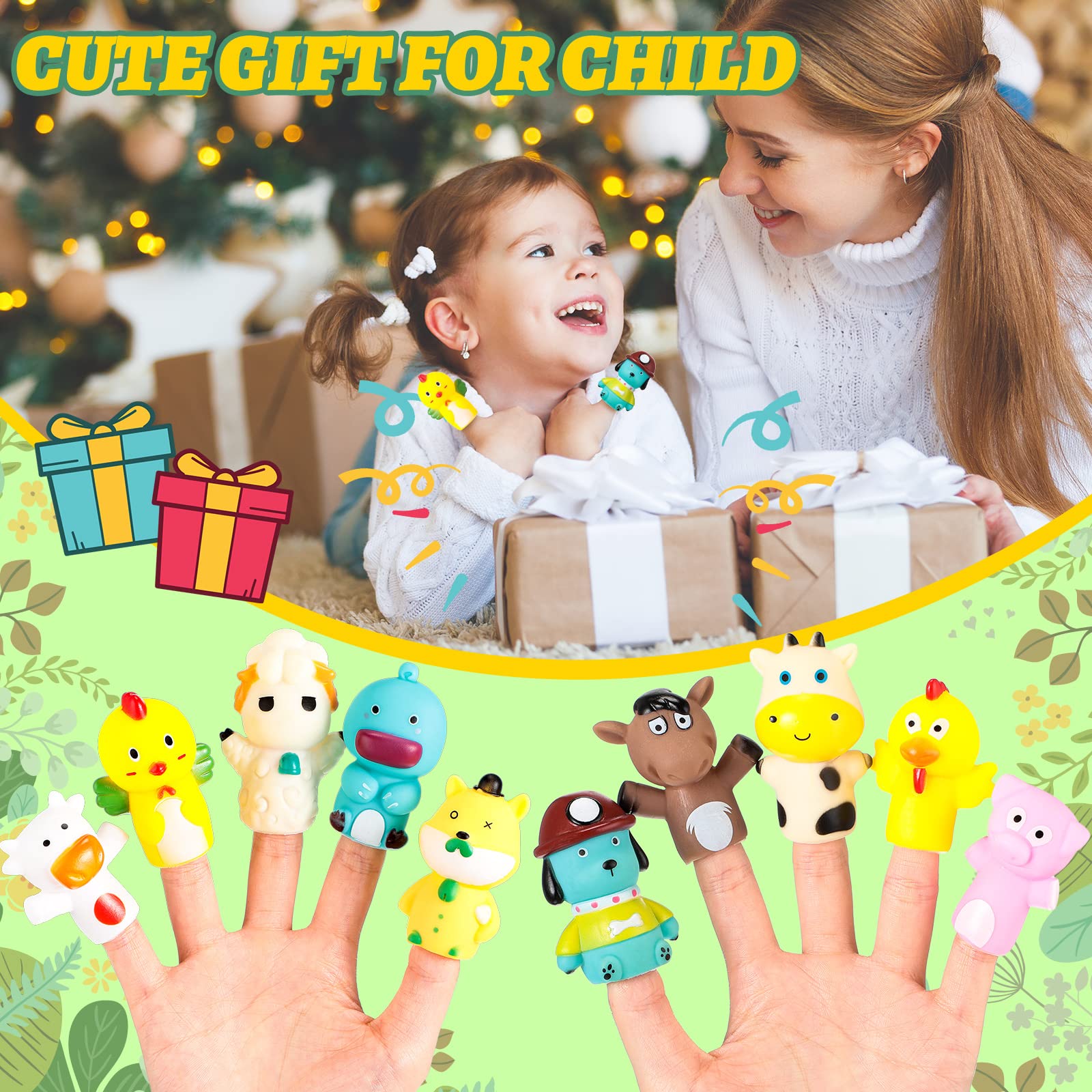 10Pcs Farm Animal Finger Puppets - Rubber Easter Basket Stuffers & Egg Fillers, Fun Bath Toys & Birthday Party Favors for Kids Toddlers Boys Girls | Perfect for Storytelling, Pretend Play & Early Childhood Education