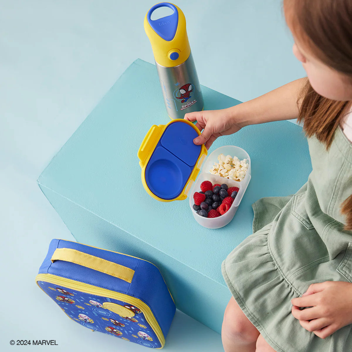 b.box Snack Box - Marvel Spidey & His Amazing Friends | Reusable Kids Snack Container for School, Travel & On-the-Go | BPA-Free, Leak-Proof & Easy to Clean