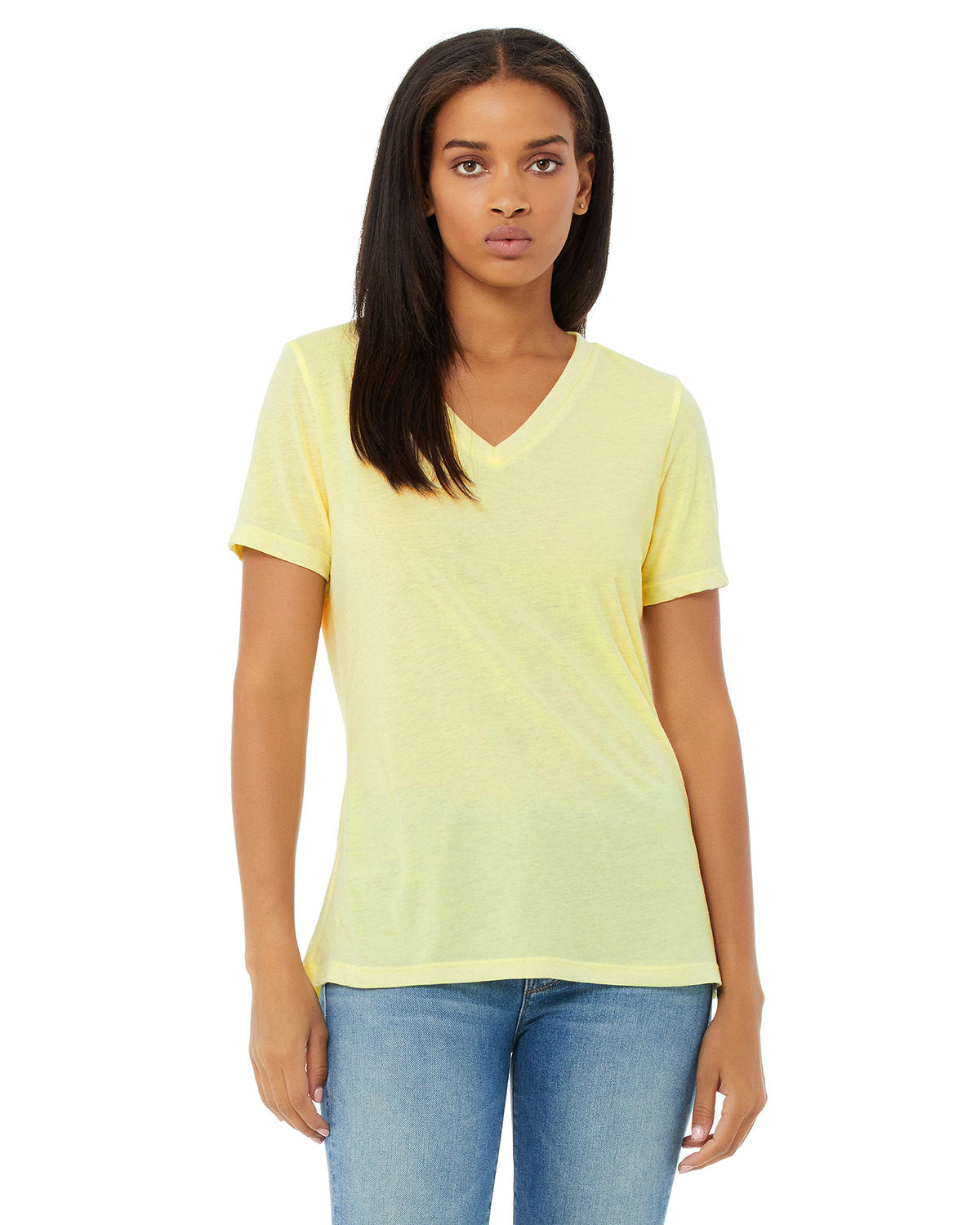 Bella + Canvas 6405 Women's Relaxed Fit V-Neck Jersey T-Shirt - Soft & Comfortable Casual Tee for Everyday Wear, Workout, and Layering