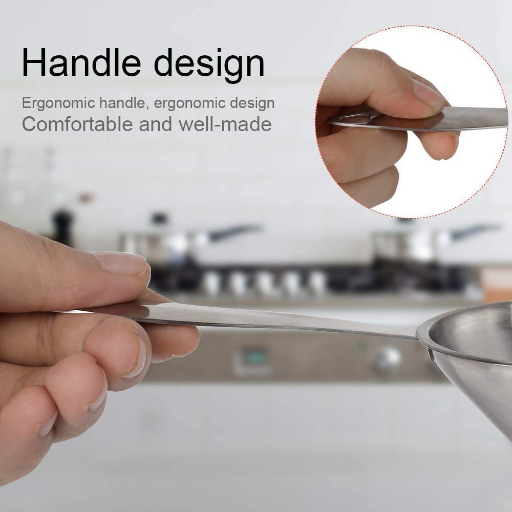 Premium Stainless Steel Mini Kitchen Funnel Set with Long Handle & Hanging Ring - Perfect for Filling Bottles, Jars, and Containers with Liquids, Oils, and Powders - Ideal for Home Bar, Cocktail Making, Cooking, and DIY Projects