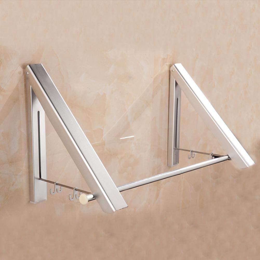 AUNMAS Silver Space Aluminum Wall-Mounted Clothes Hanger with Punch Hole Installation - Portable Drying Rack for Hotel & Home - Perfect for Small Spaces, Laundry Rooms & Closet Organization