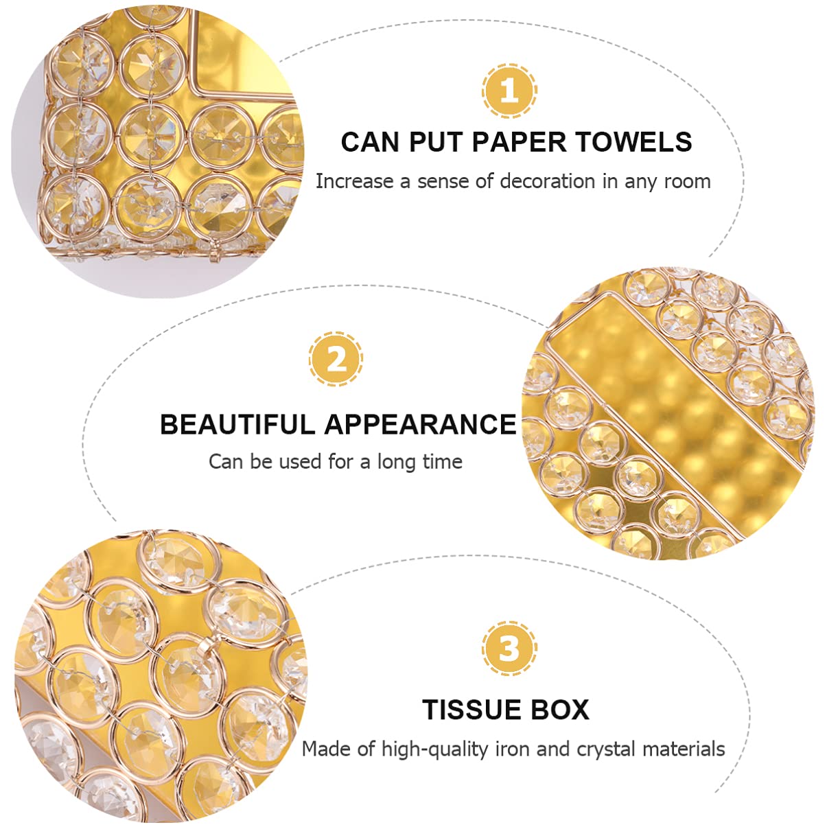 Healifty 1-Piece Crystal Tissue Box Holder - Decorative Hollow Paper Drawer Organizer for Living Room, Bedroom & Bathroom | Elegant Home Decor Accessory