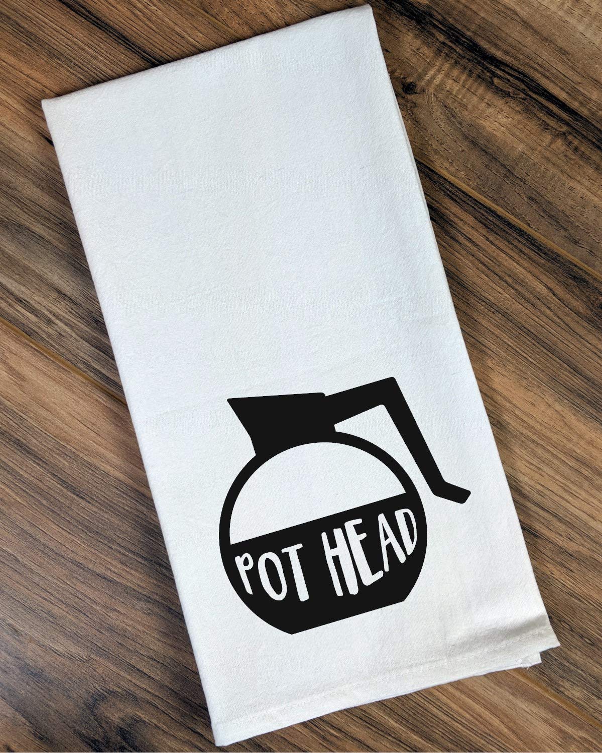 Funny Flour Sack Dish Towel - Pot Head Coffee Pot Design Kitchen Towel for Cooking, Baking & Decor | Absorbent & Durable Cotton Towels for Kitchen, Dining & Gifts