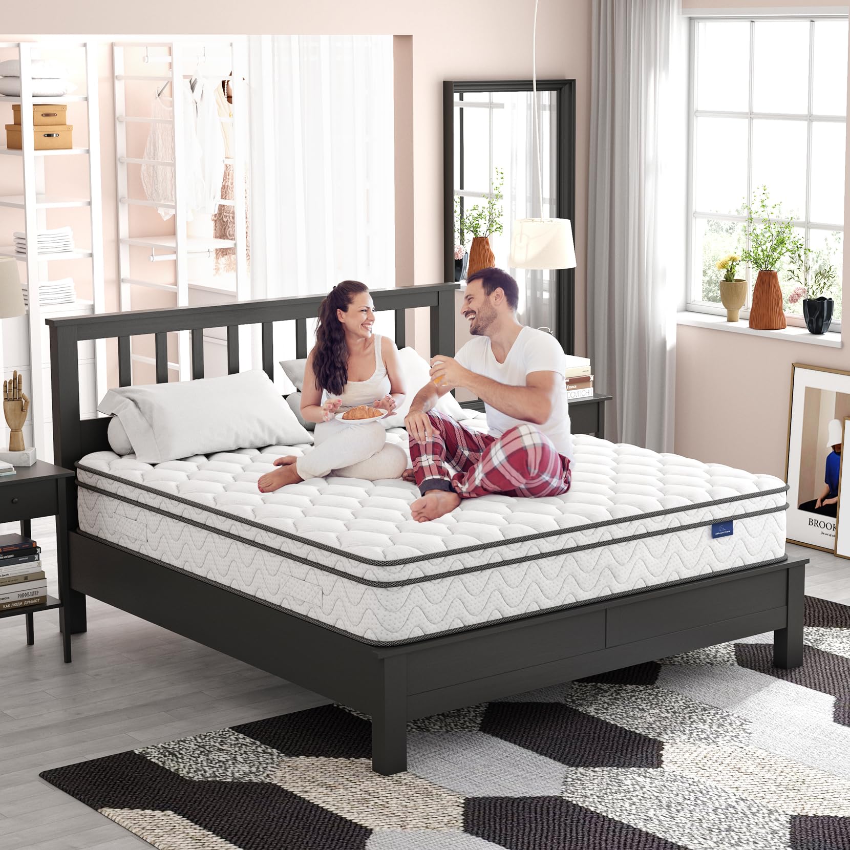 Vesgantti 12 Inch Hybrid Queen Mattress in a Box - Memory Foam & Pocket Springs for Pressure Relief, Medium Firm Support (60