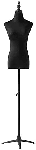 Professional Half-Body Female Dress Form Mannequin with Base - Adjustable Black T-Shirt Display Stand for Clothing Boutique, Fashion Design & Tailoring (Armless) | Perfect for Retail Stores, Sewing Studios & DIY Garment Fitting