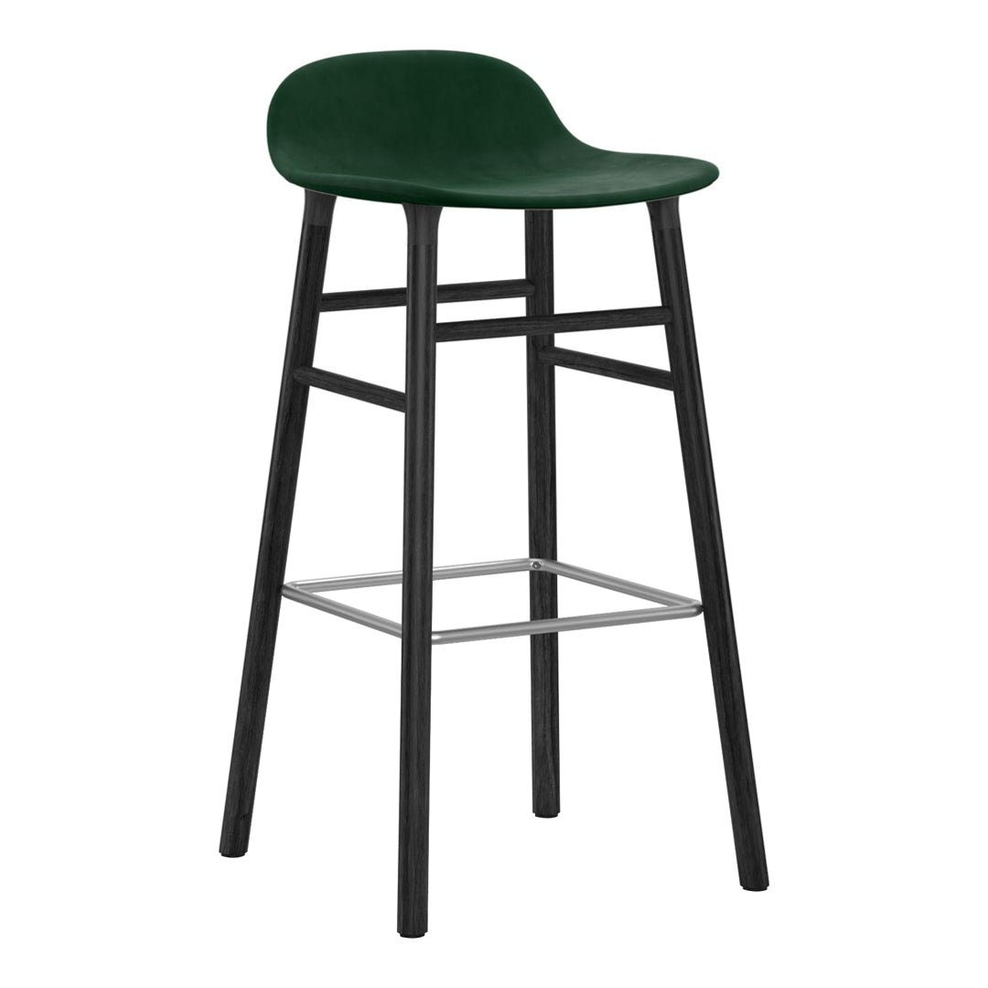 Modern Form Bar Stool with Wooden Legs & Upholstered Seat - Perfect for Kitchen Islands, Home Bars & Dining Counter Height Tables