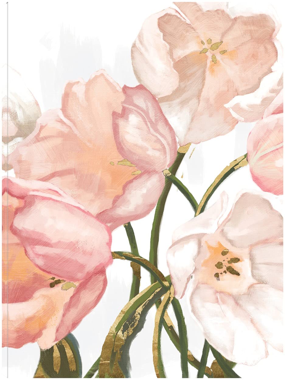Pink Blush Tulips Canvas Wall Art - Hand Painted Floral Painting by Willowbrook Fine Art - 24x32 Inch Ready to Hang - Perfect for Living Room, Bedroom, Office Decor - Elegant Home & Gift Idea for Housewarming, Wedding, Birthday