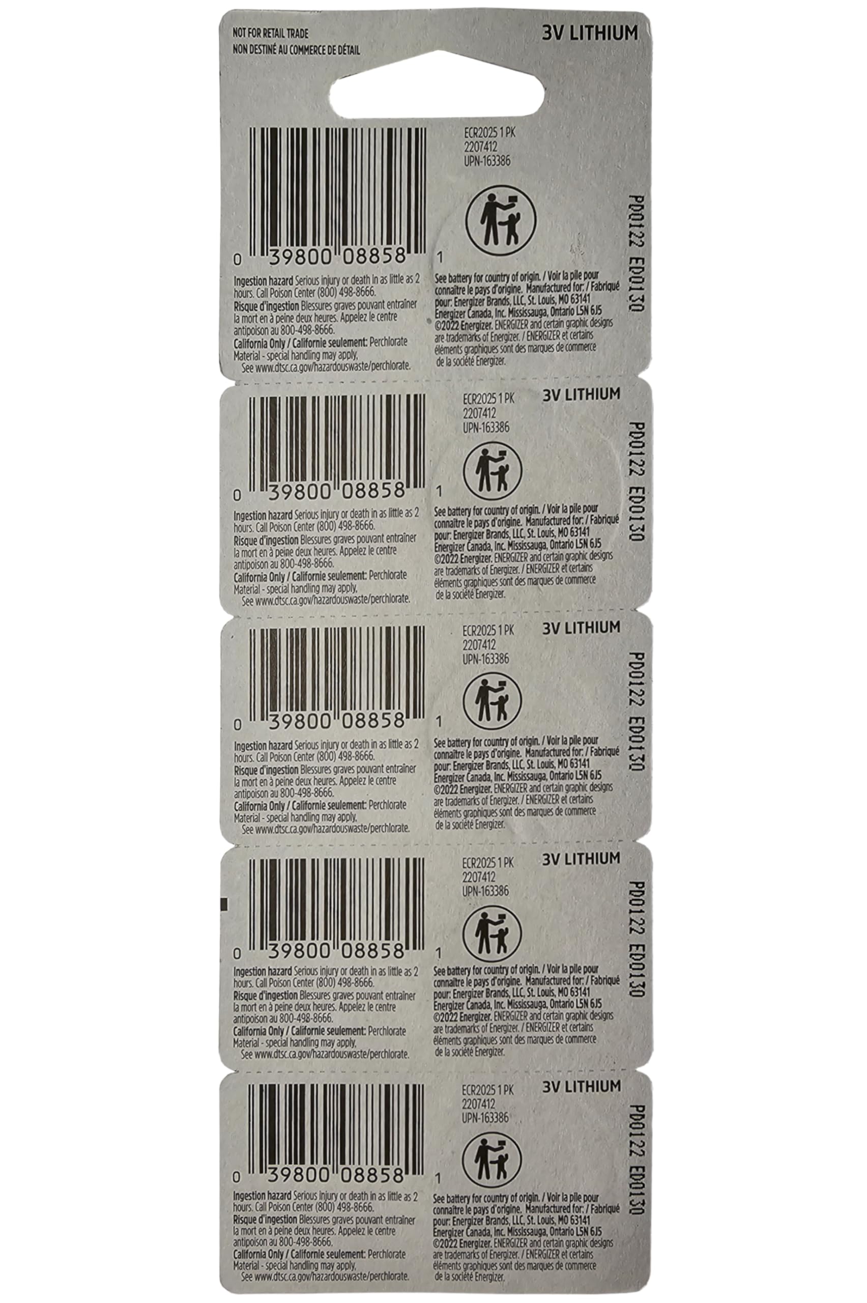 Energizer ECR2025 3V Lithium Coin Battery (10-Pack) - Long-Lasting Power for Watches, Key Fobs, Calculators & Medical Devices