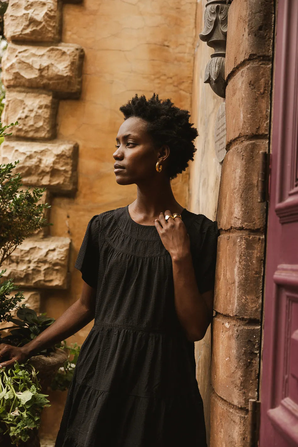Neve Textured Midi Dress in Black - Women's Elegant Bodycon Party Dress for Evening Events, Date Night & Special Occasions