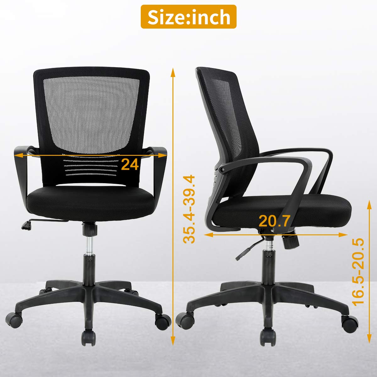 Ergonomic Office Chair with Adjustable Height, Lumbar Support & Armrest - Breathable Mesh Computer Desk Chair for Home Office, Rolling Swivel Task Chair for Adults (Black) - Perfect for Long Work Hours & Remote Work Comfort