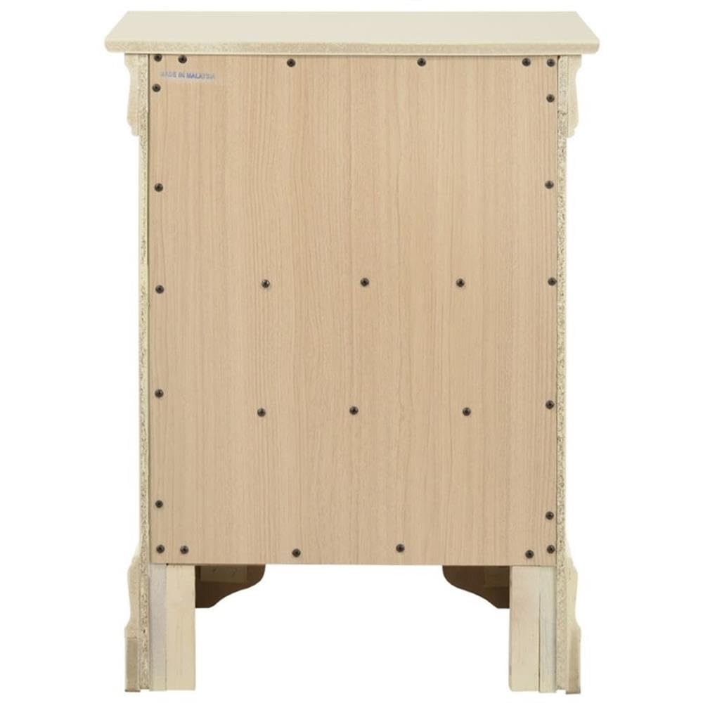 Glory Furniture Louis Phillipe 3-Drawer Nightstand in Beige - Elegant Bedside Table for Bedroom Decor & Storage | Perfect for Master Bedroom, Guest Room, or Apartment