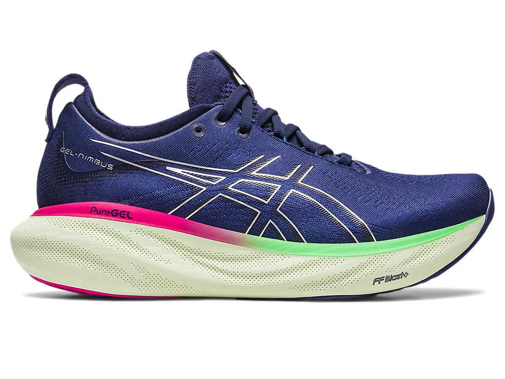 ASICS Women's GEL-NIMBUS 25 Running Shoes - Indigo Blue/Pure Silver - Premium Cushioned Road Running Sneakers for Women - Perfect for Long Distance Running, Jogging & Gym Workouts
