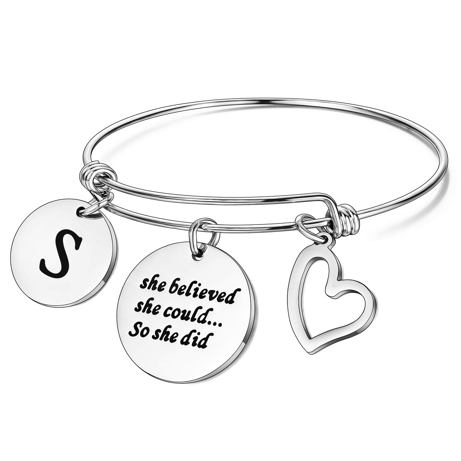 Personalized Initial Bracelet for Women & Girls - Inspirational Graduation, Birthday Gift with Custom Charm - Perfect for Graduation Ceremonies, Birthday Parties & Everyday Wear