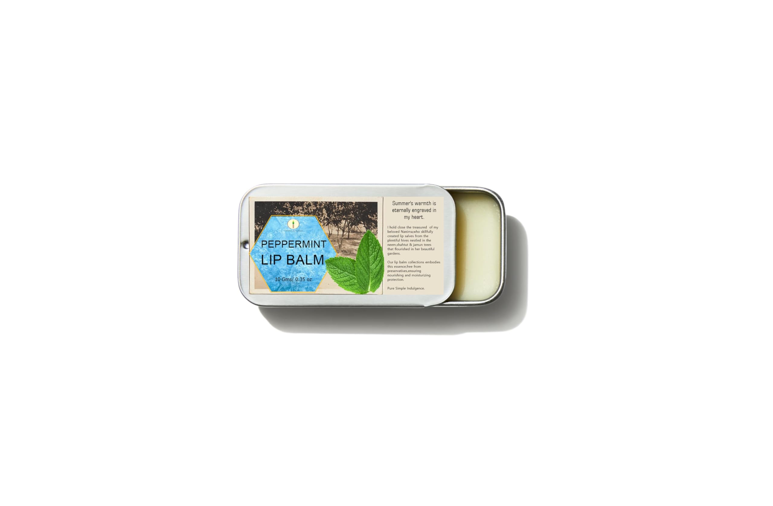 Organic Peppermint Lip Balm - 10g Moisturizing Tin for Dry, Chapped Lips - Perfect for Winter Care, Outdoor Activities & Daily Hydration