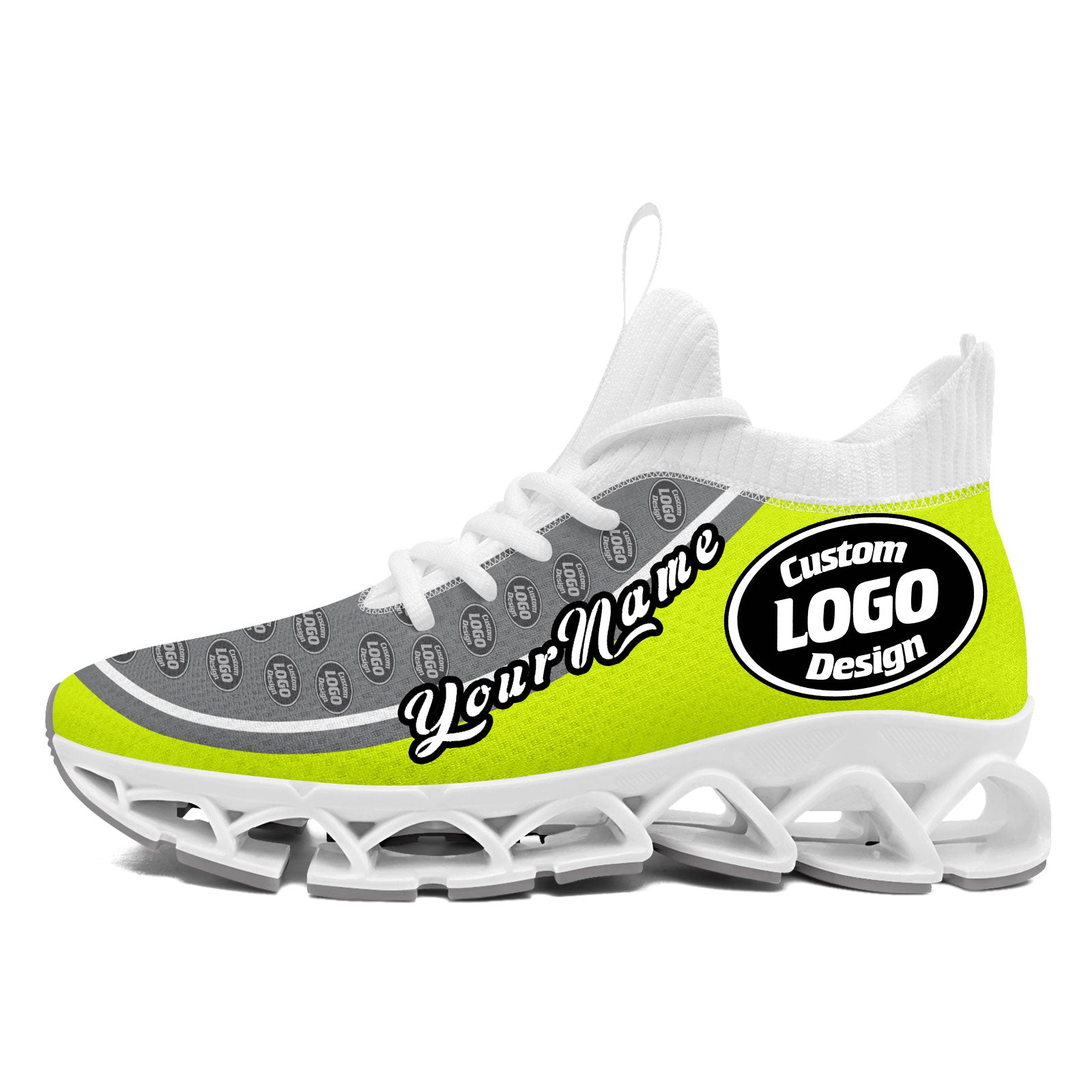 Custom Green & Gray Maxsoul Personalized Sneakers - Breathable Comfort Shoes for Men & Women (FN030XD D020388) - Perfect for Running, Gym Workouts & Casual Wear