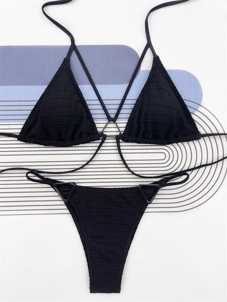 4 Colors Wrap Around Halter Mini Bikini Set - Sexy High Cut Brazilian Swimsuit for Women 2025 | Beach, Pool Party & Summer Vacation Swimwear