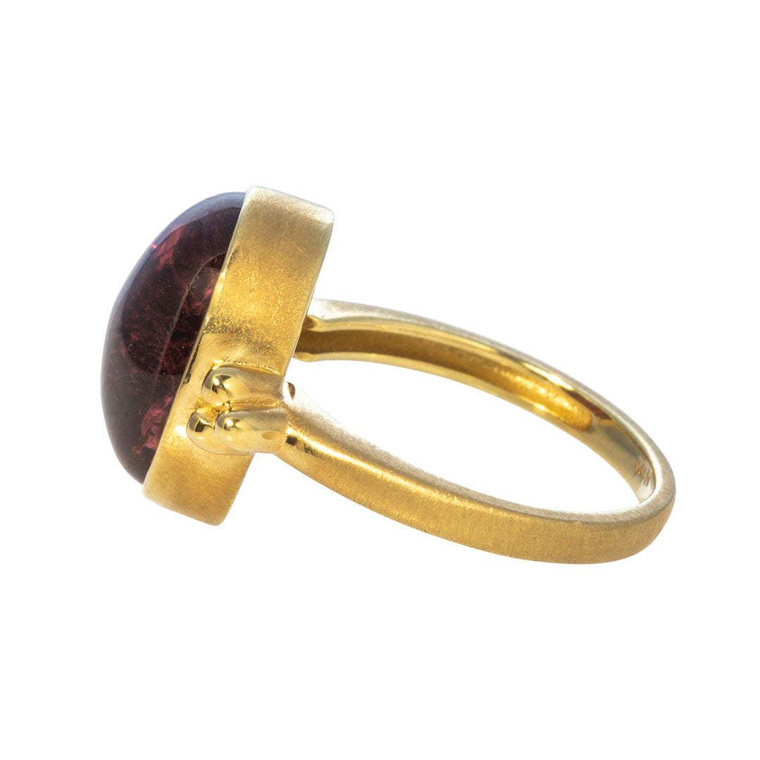 14K Yellow Gold Pink Tourmaline Cabochon Ring for Women - Elegant Jewelry Gift for Birthday, Anniversary & Special Occasions