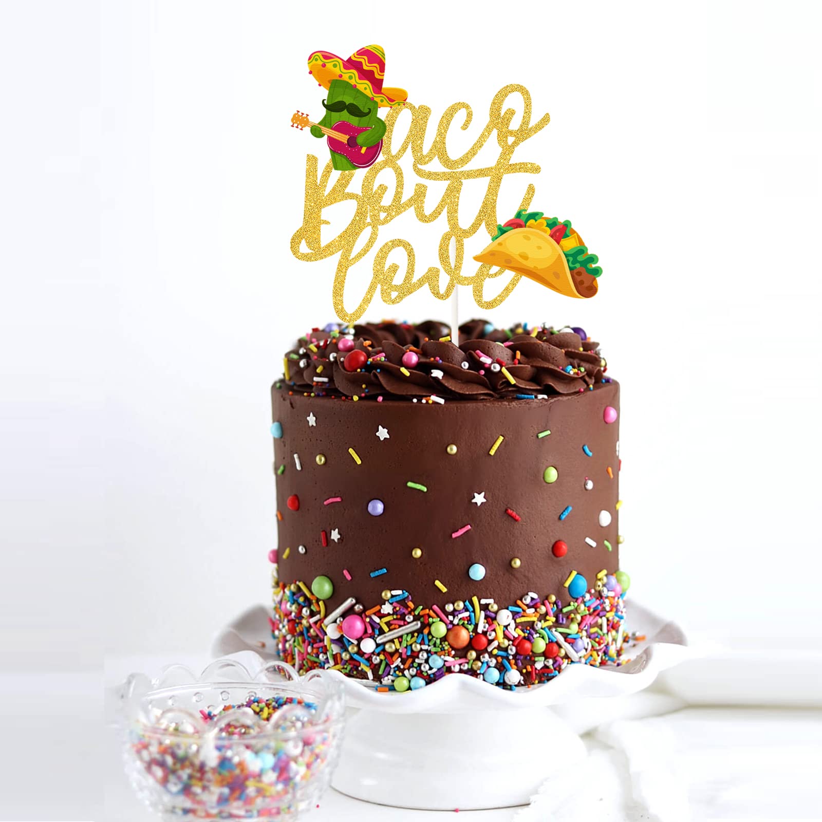 GWING Taco Bout Love Cake Topper - Mexican Fiesta Wedding & Bachelorette Party Decor - Gold Bridal Shower & Engagement Cake Sign - Perfect for Baby Showers & Themed Celebrations