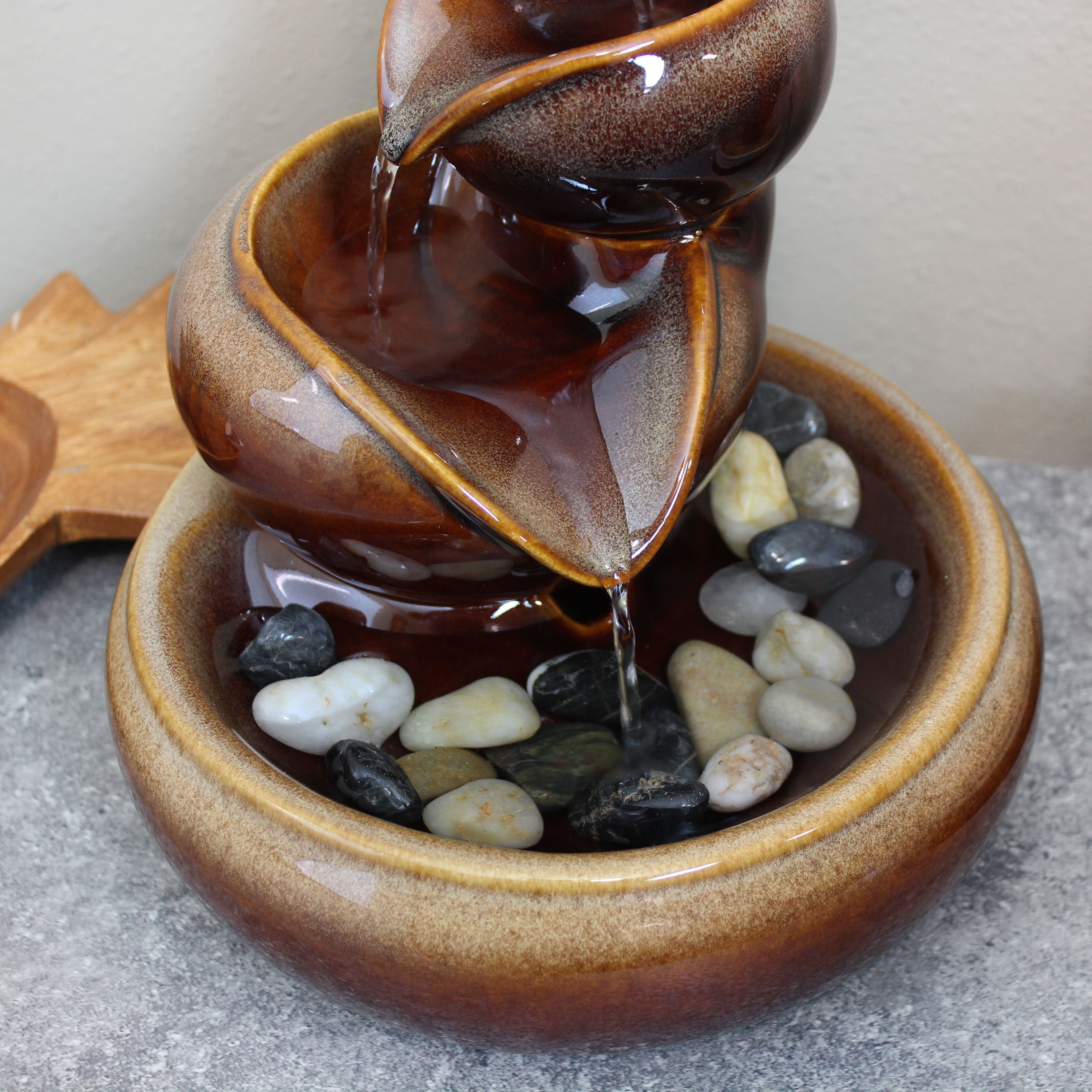 Sunnydaze 3-Tier Ceramic Indoor Water Fountain - Relaxing Home Decor for Living Room, Bedroom, or Office | Zen Meditation & Stress Relief